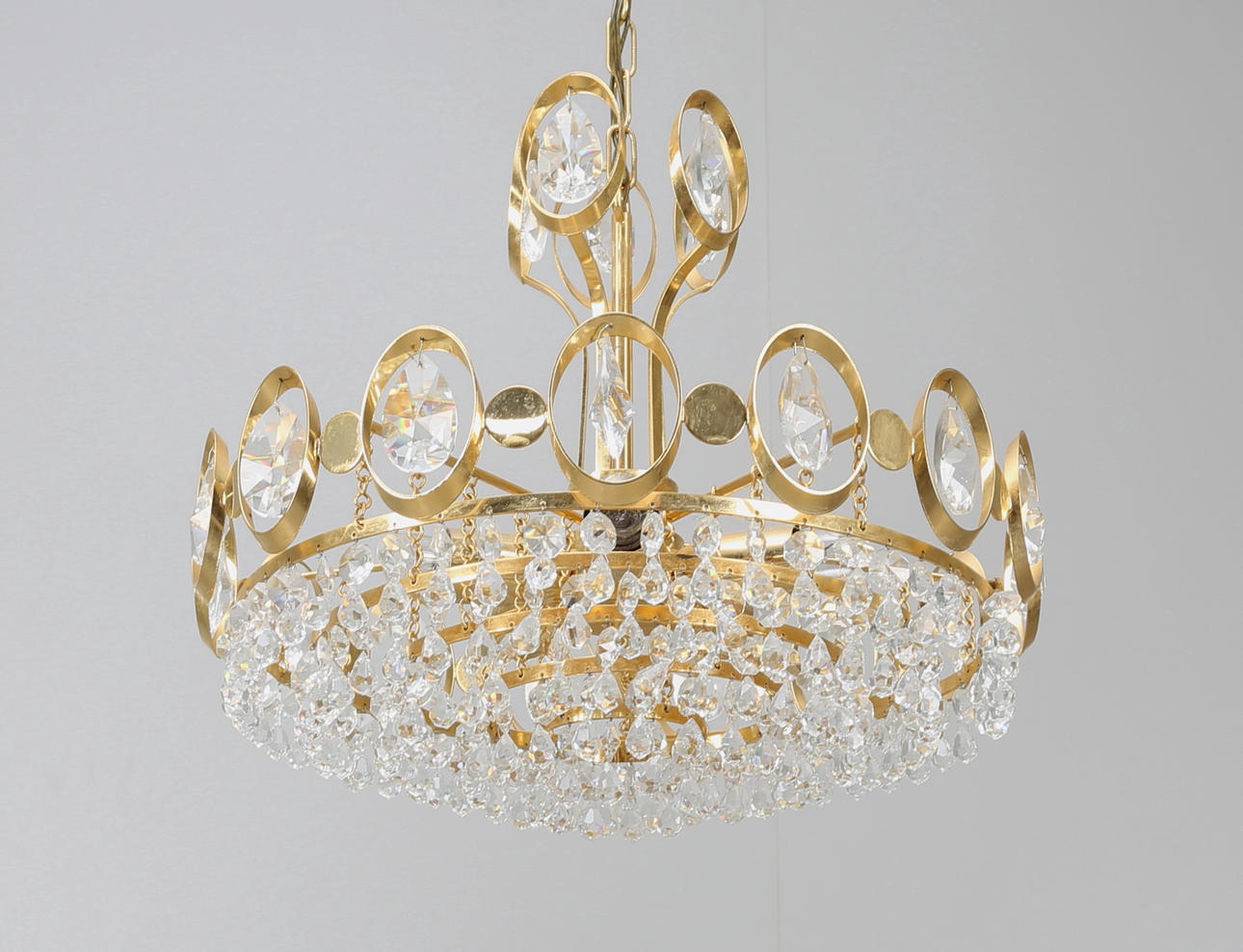 KRISTALLKRONA, mässing, 5 ljuspunkter.