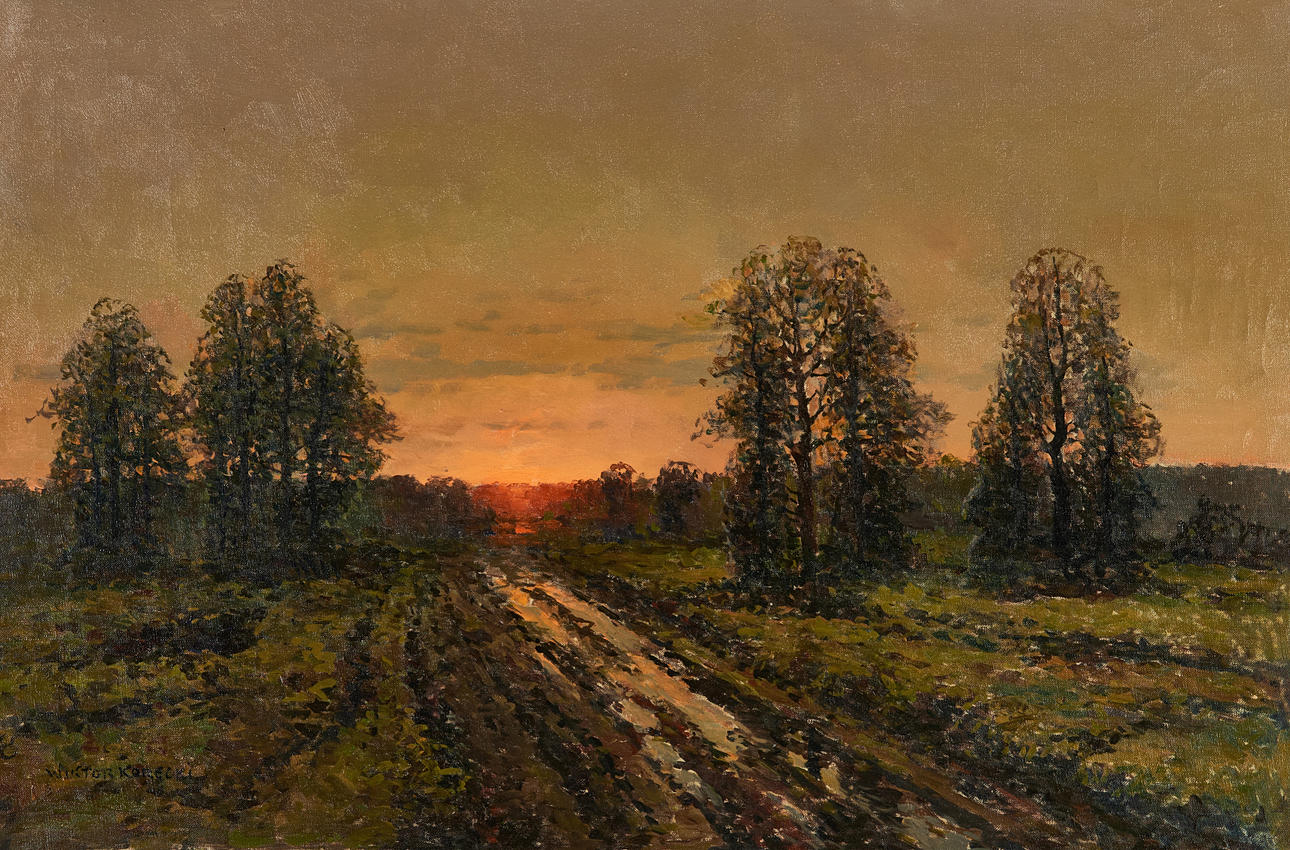 WIKTOR KORECKI (1890-1980), sunset, oil on canvas. Art - Paintings ...