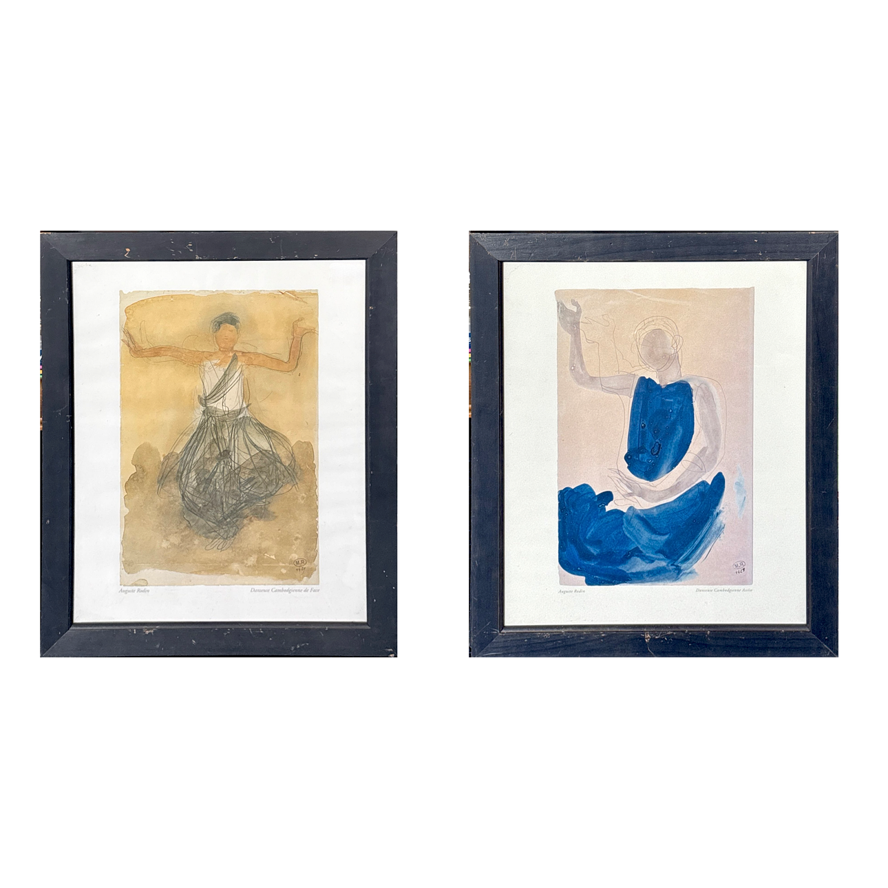 AUGUSTE RODIN. EFTER. PAR INRAMADE LITOGRAFIER.