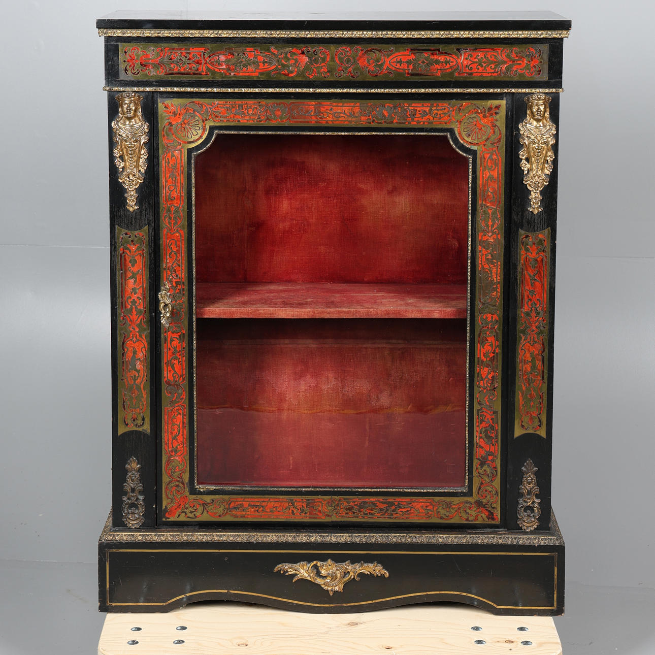 A 19TH CENTURY BOULLE PIER CABINET.