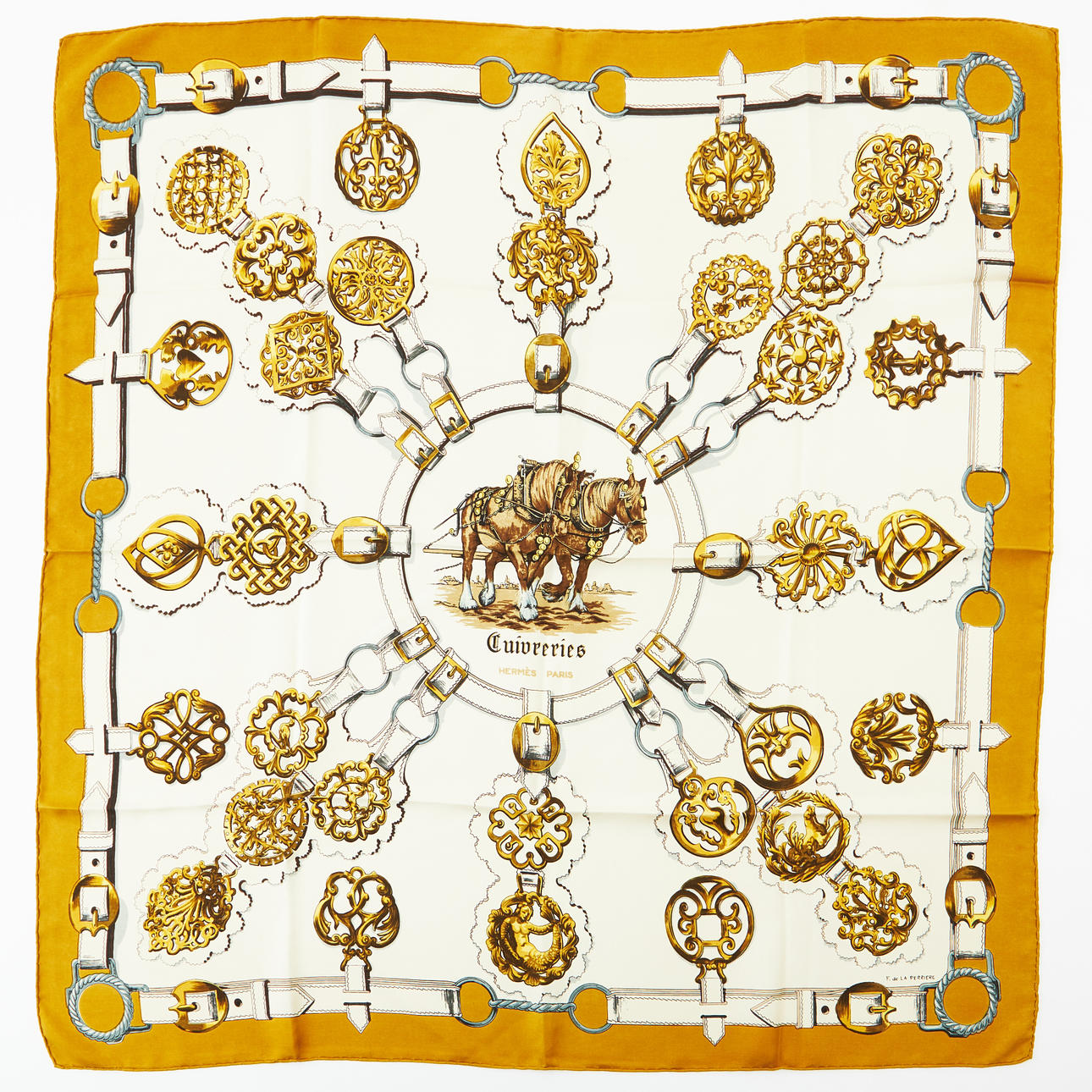 HERMÈS, tørklæde „Cuivreries“.