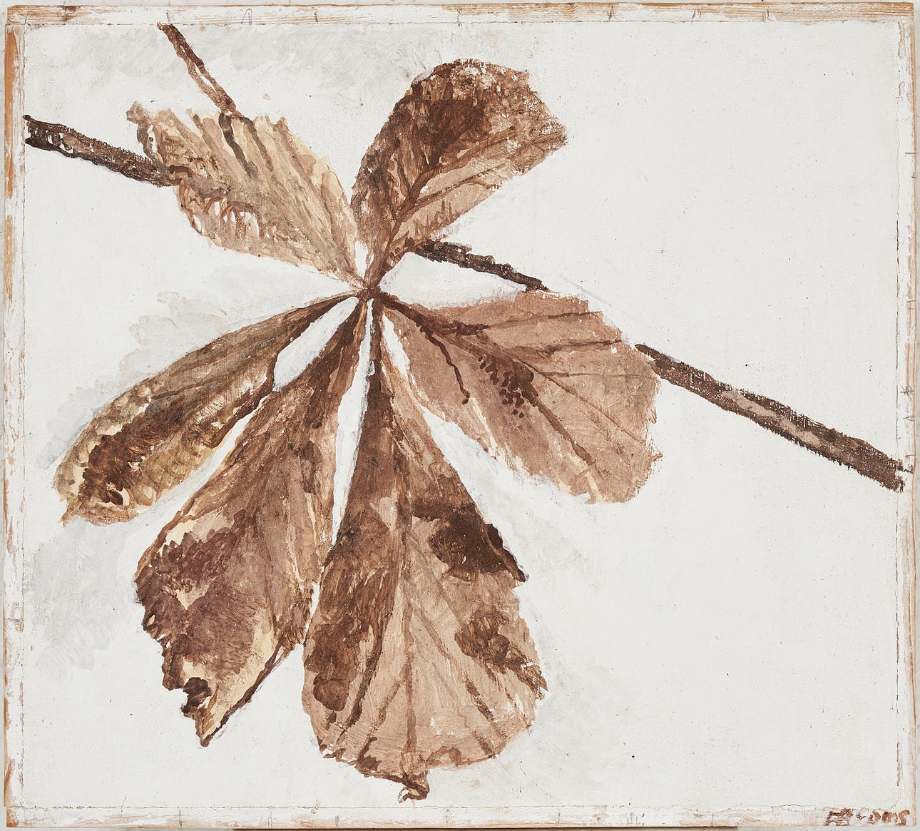 BIRGIT BROMS. Ett löv, målning på gips.