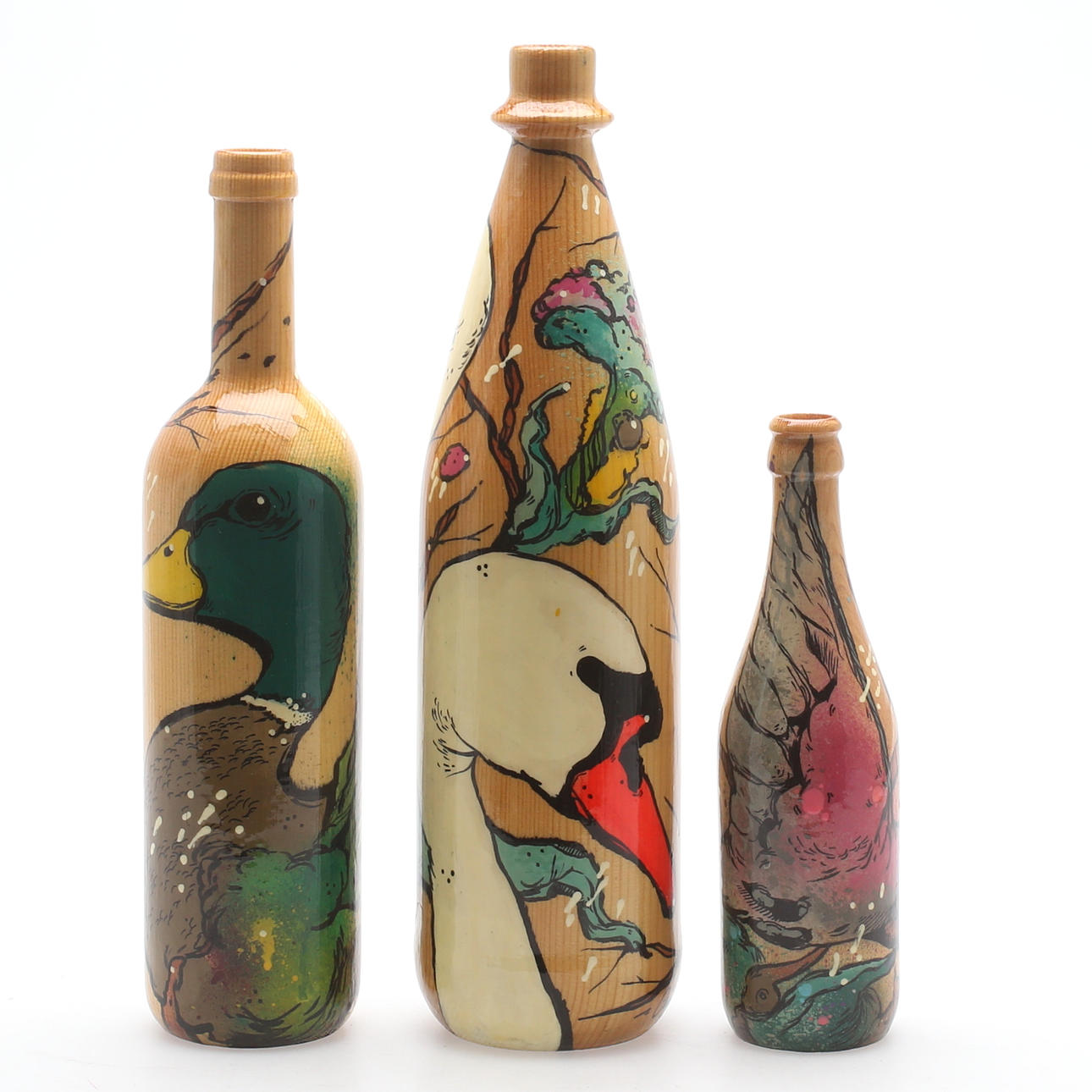 BUNKER HILL OCH GOUGE. "Candlebottle", Objekt, 3 st., unika, signerade Gouge -14.