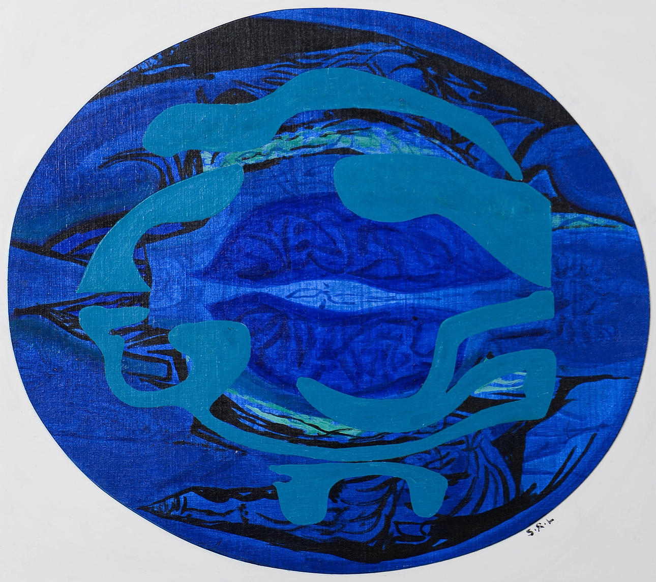 STIG-ÅKE LUND. “Blue Moon”, acrylic on panel, signed.
