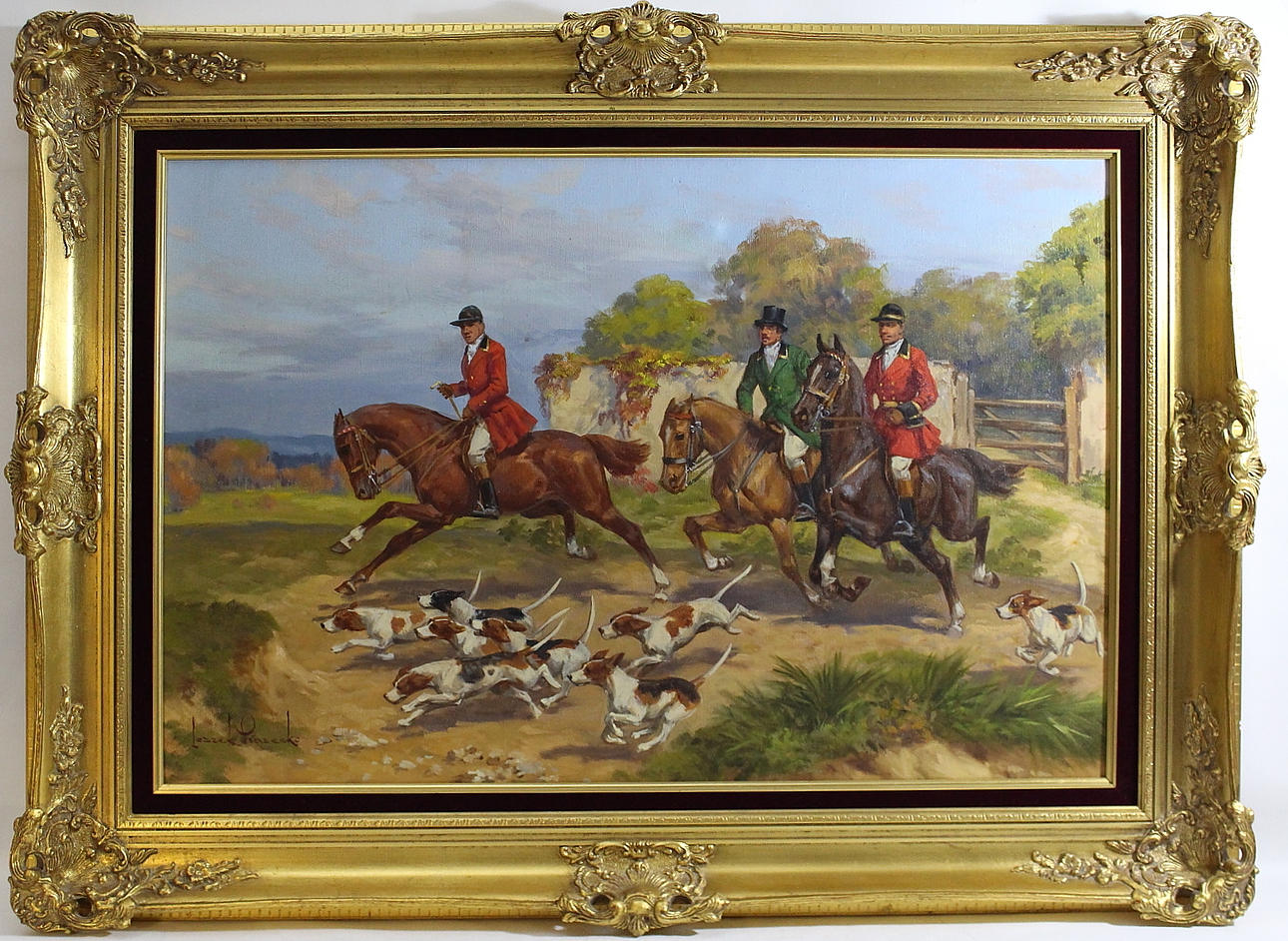 LESZEK PIASECKI. olja på duk, Jaktmotiv, signerad.