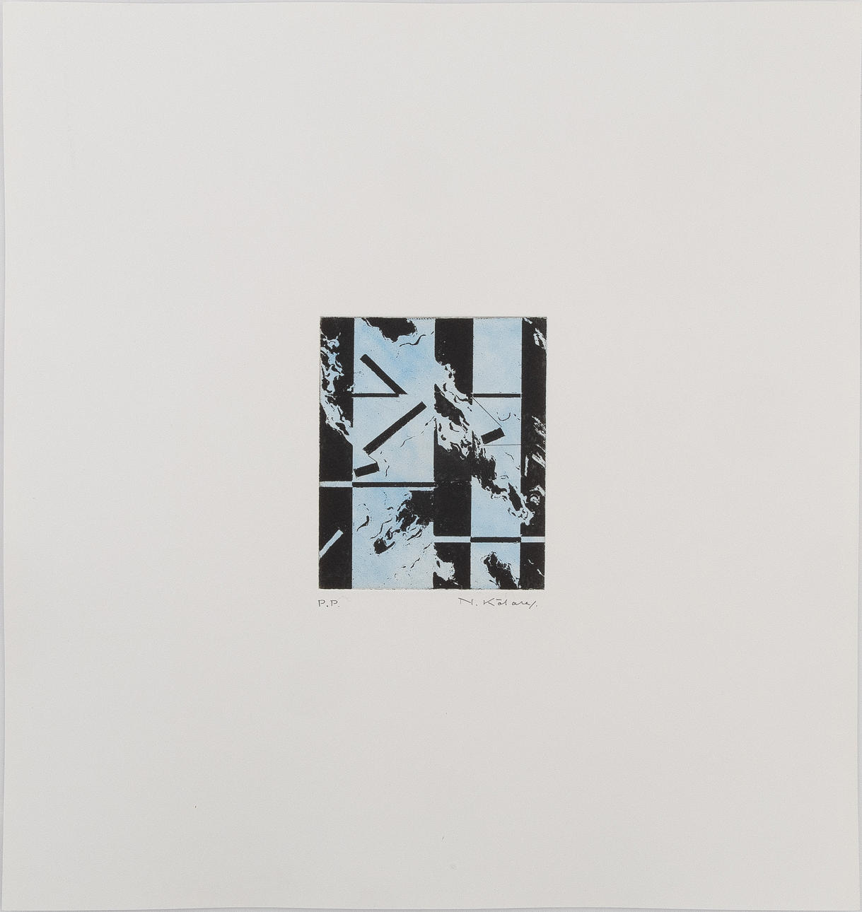 NILS KÖLARE. Komposition, etsning, oramat blad.