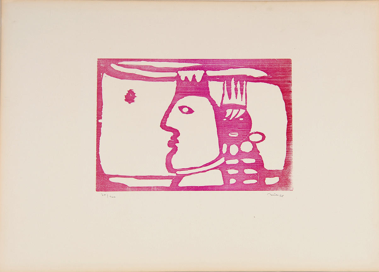 "KÖNIG UND KÖNIGIN". Tryckgrafik, otydligt signerad, daterad (19) 58, numrerad 20/100.