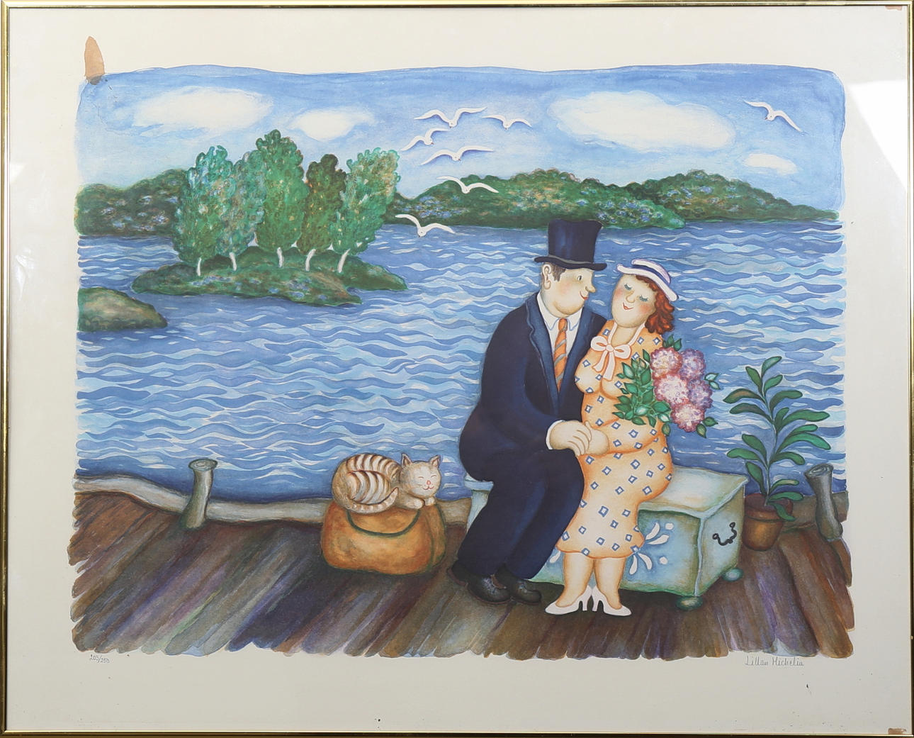 LILLAN MICHELIN. Uppvaktning vid vatten, seriegrafi, signerad och numrerad 203/250.