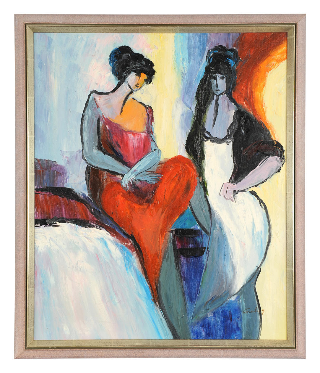 ZWEI DAMEN. Rask målning med orientering mot Pablo Picasso.