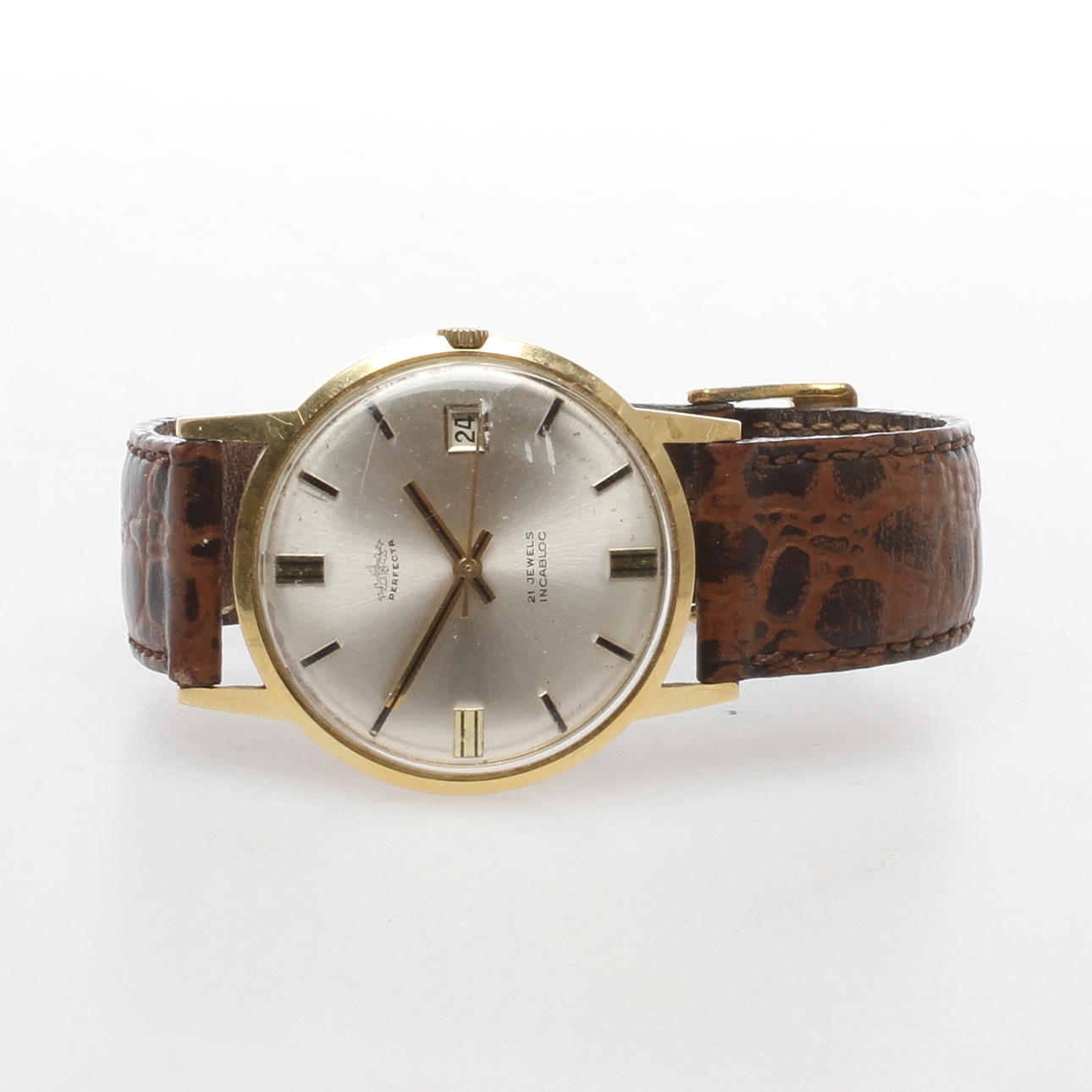 ARMBANDSUR, herr, Perfecta, urverk ETA cal 2452, boett 18k guld.