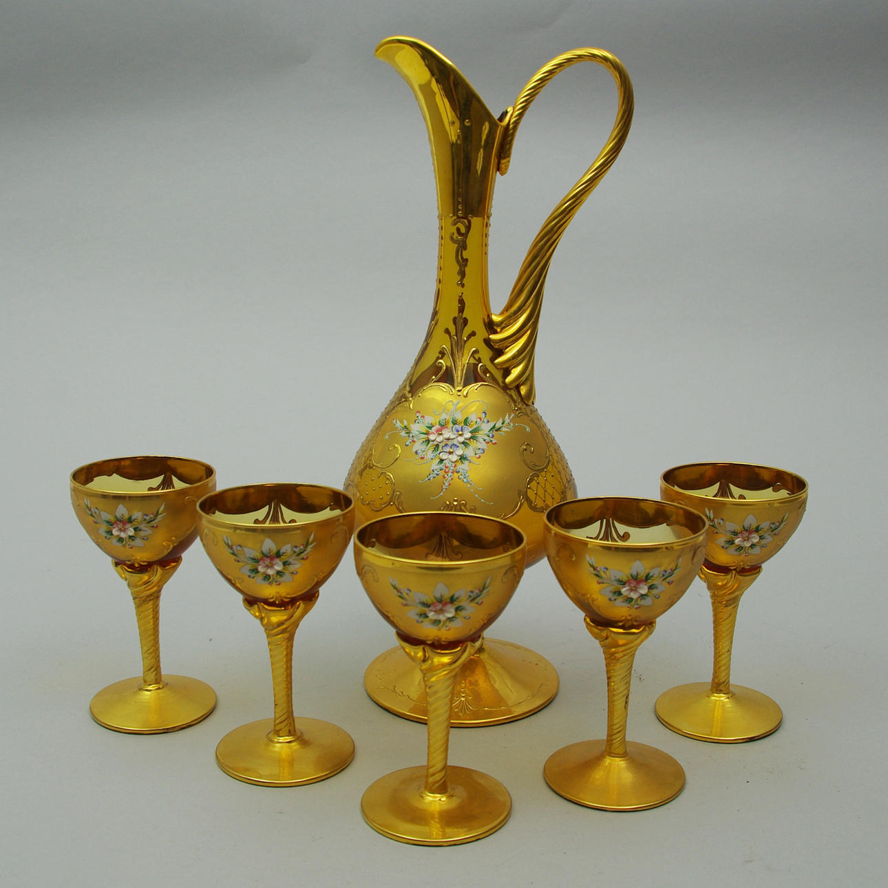 KARAFF SAMT 5 GLAS, Murano Cenedrce Vetri.