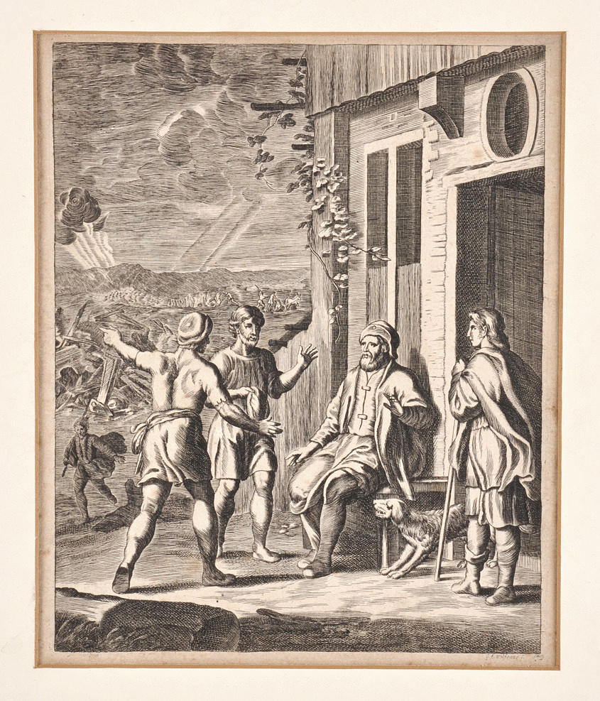 GEORG ANDREAS WOLFGANG. Oroligheter eller bibliska plågor. Stålgravyr, ca 1700.