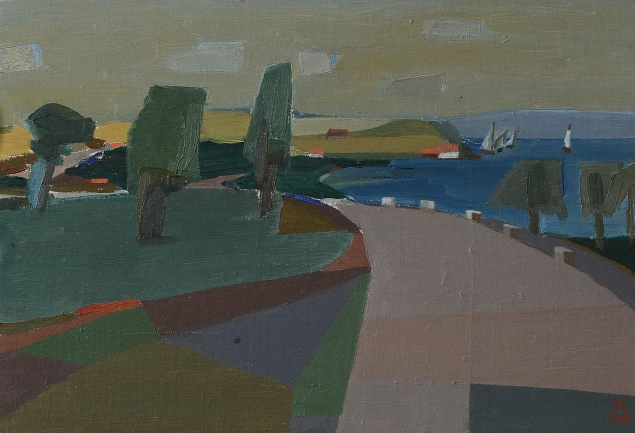 ULF WIKSTRÖM. Cubist seascape, oil on panel, signed.