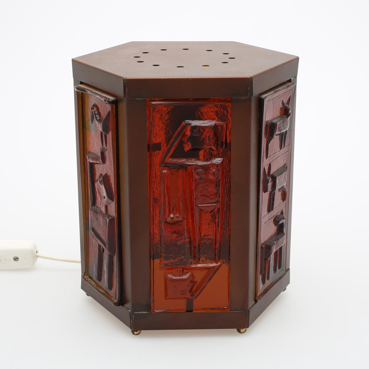 BORDSLAMPA, glas/metall, Erik Höglund, Boda.