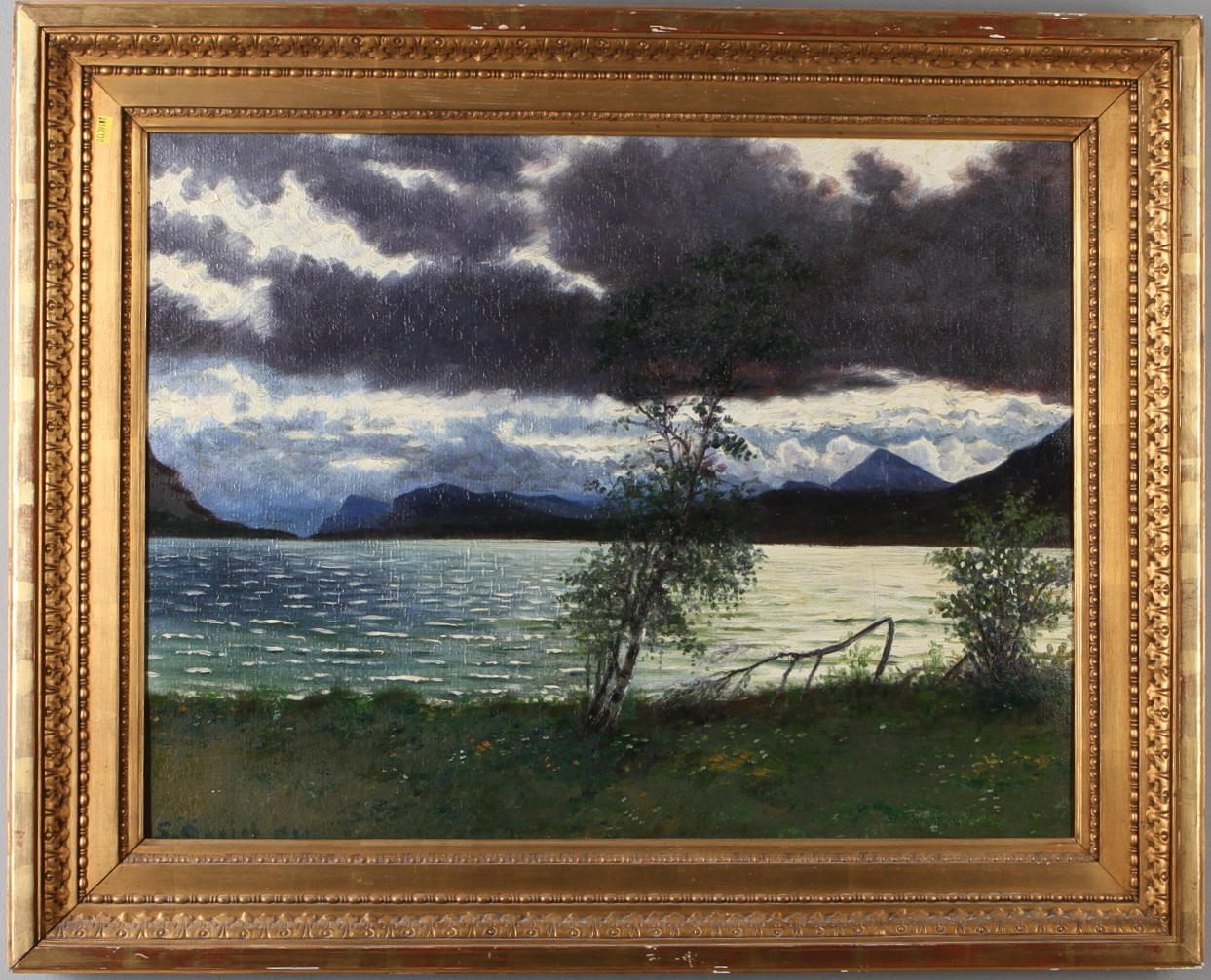 SIMEON ÖQUIST. Motiv från Suorvajaure, olja på pannå, signerad och daterad 1921.