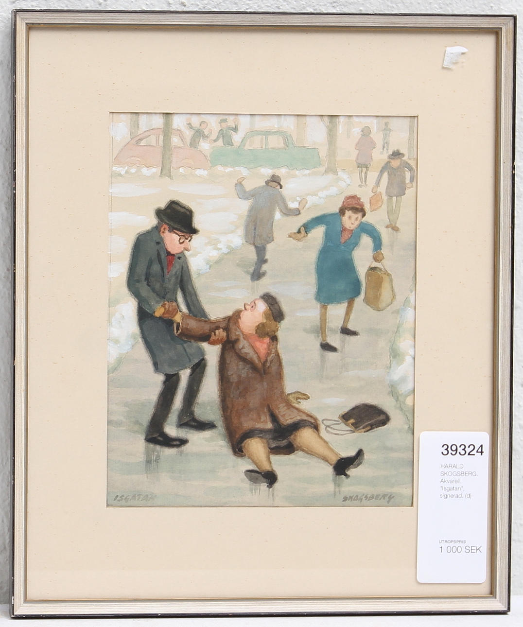 HARALD SKOGSBERG. Akvarell. "Isgatan", signerad.