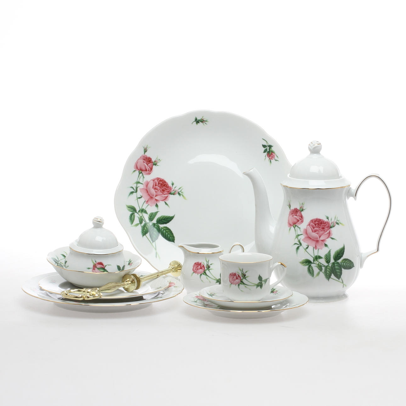KAFFESERVIS, 31 delar, porslin, "Rose" Christineholm Porcelaine.