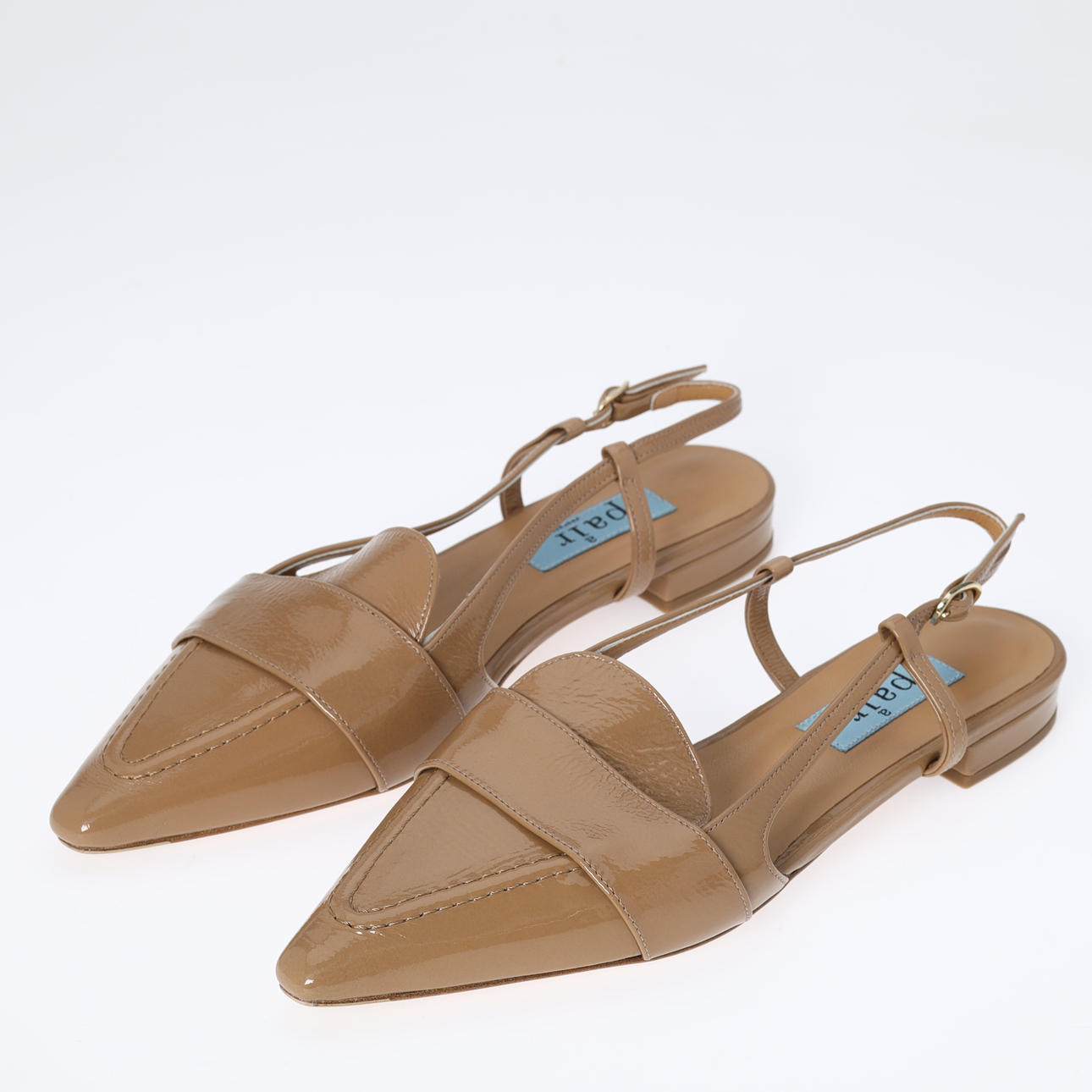 APAIR. Slingback sandals, adjustable back, beige leather, size. ! 41.