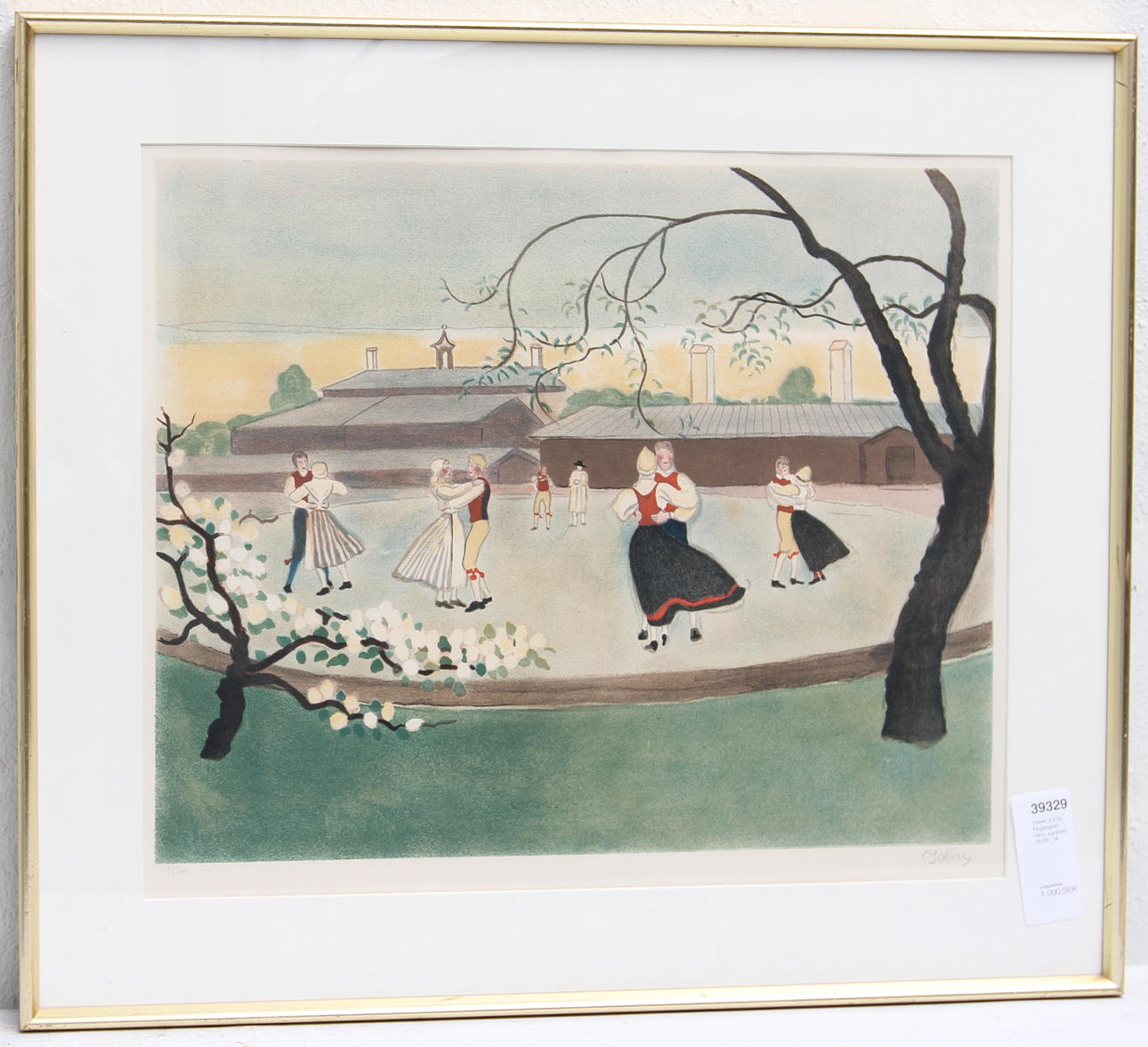 EINAR JOLIN. Färglitografi. Dans, signerad, 18/360.