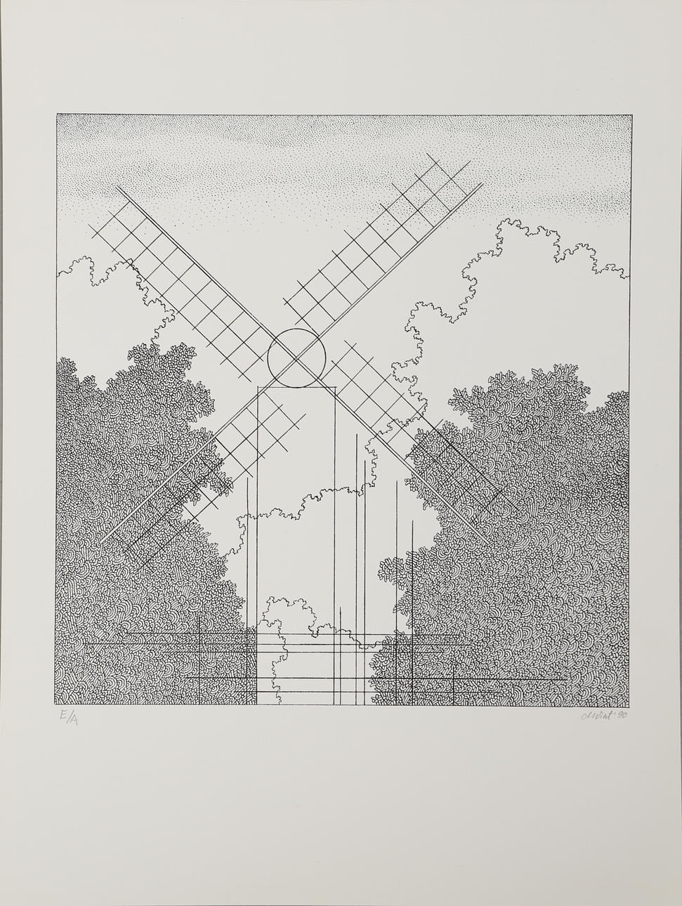 MARE VINT (FÖDD 1942). “Windmill”, lithograph, signed and numbered E/A, dated 90.