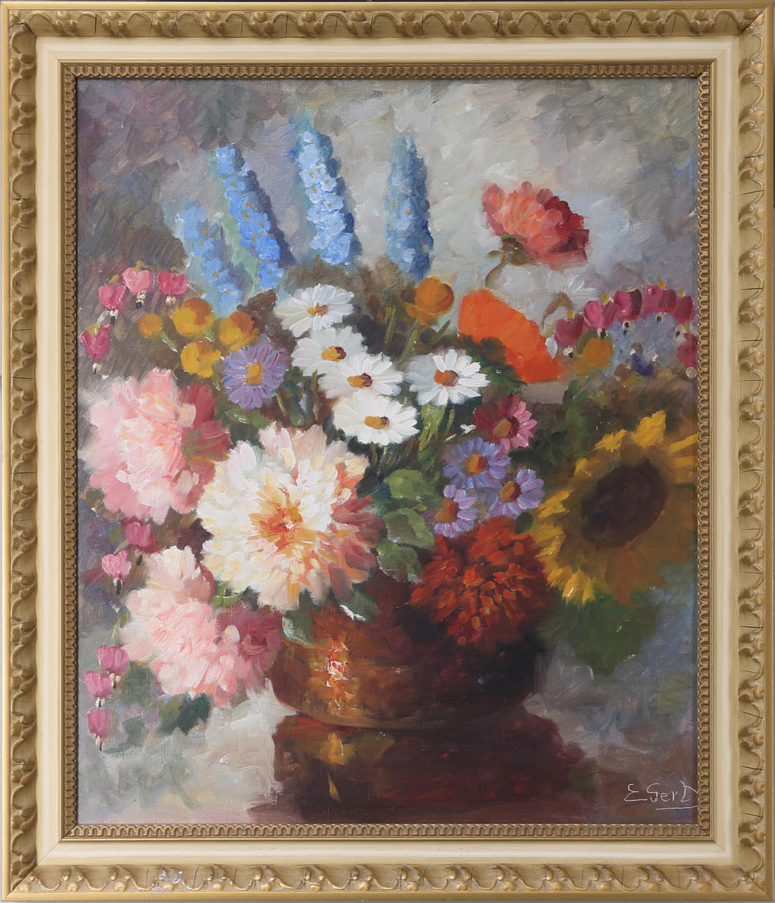 EDITH GERT. Blomsterstilleben, olja på duk, signerad E Gert.