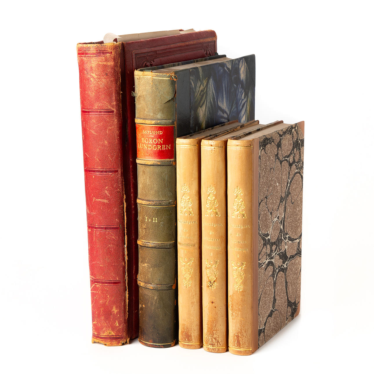 BÜCHER. Fünf, sowie eine Broschüre. Egron Lundgren.