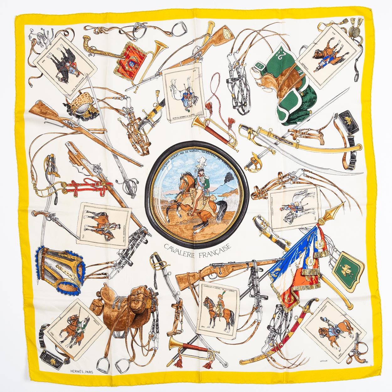 HERMÈS, a scarf, “Cavalerie française”, design Philippe Ledoux 1960 ...