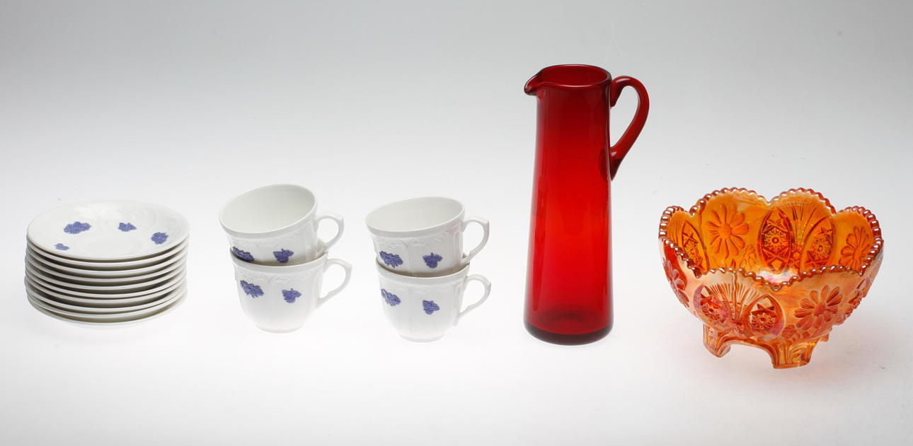 KERAMIK OCH GLAS, 6 delar, bland annat "Blå Blom" Gustavsberg och Reijmyre.