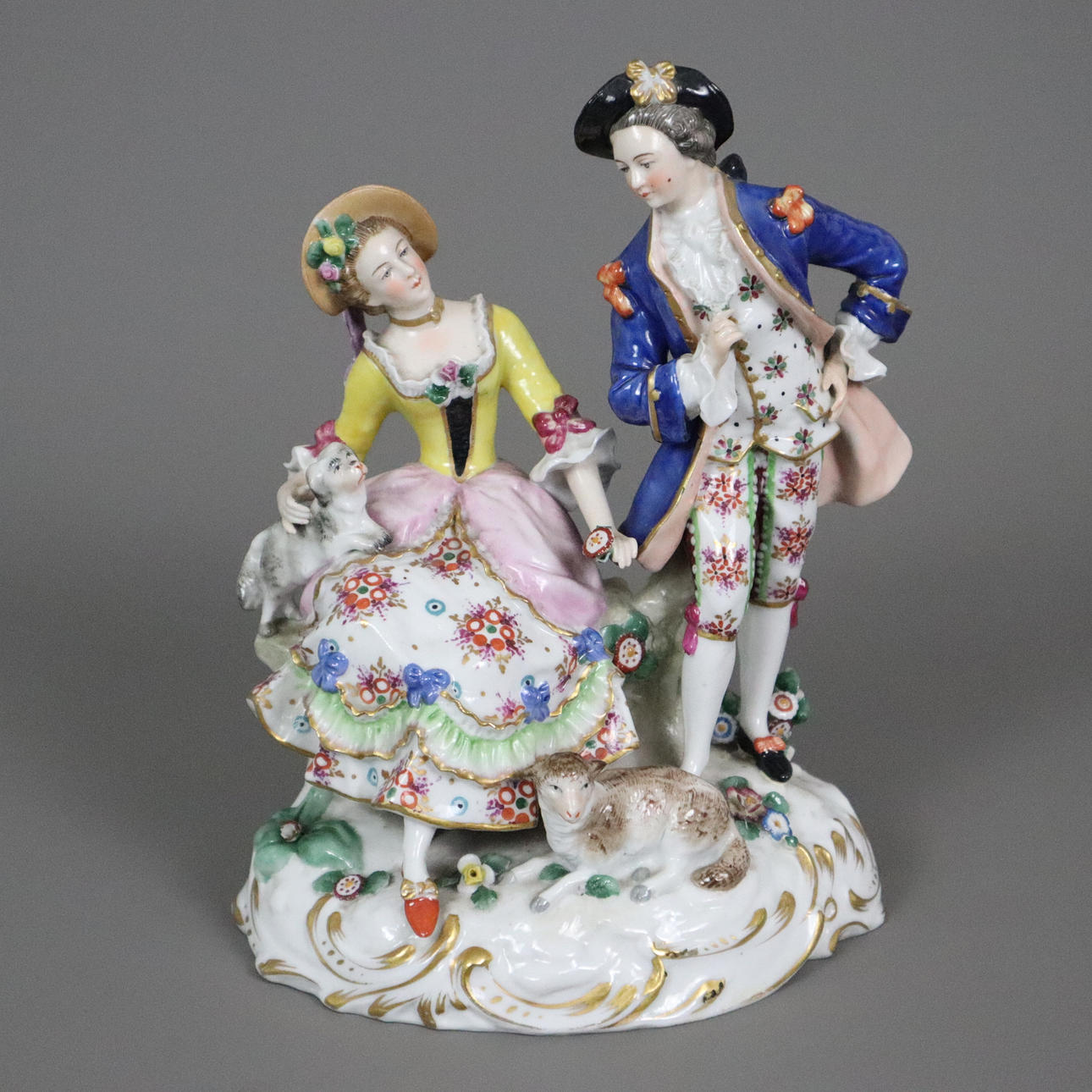 SHEPHERD COUPLE” - group of figures in rococo style, porcelain ...
