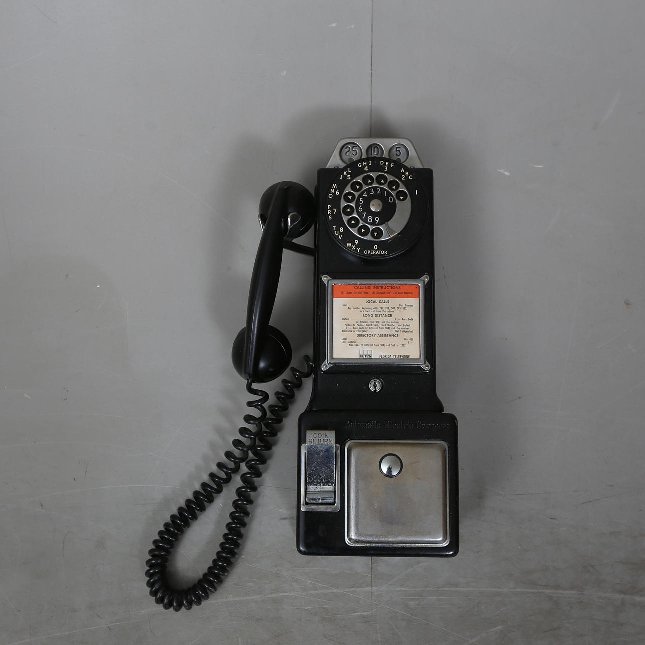 VÄGGTELEFON, Automatic Electric Company, UTS, Florida telephone.