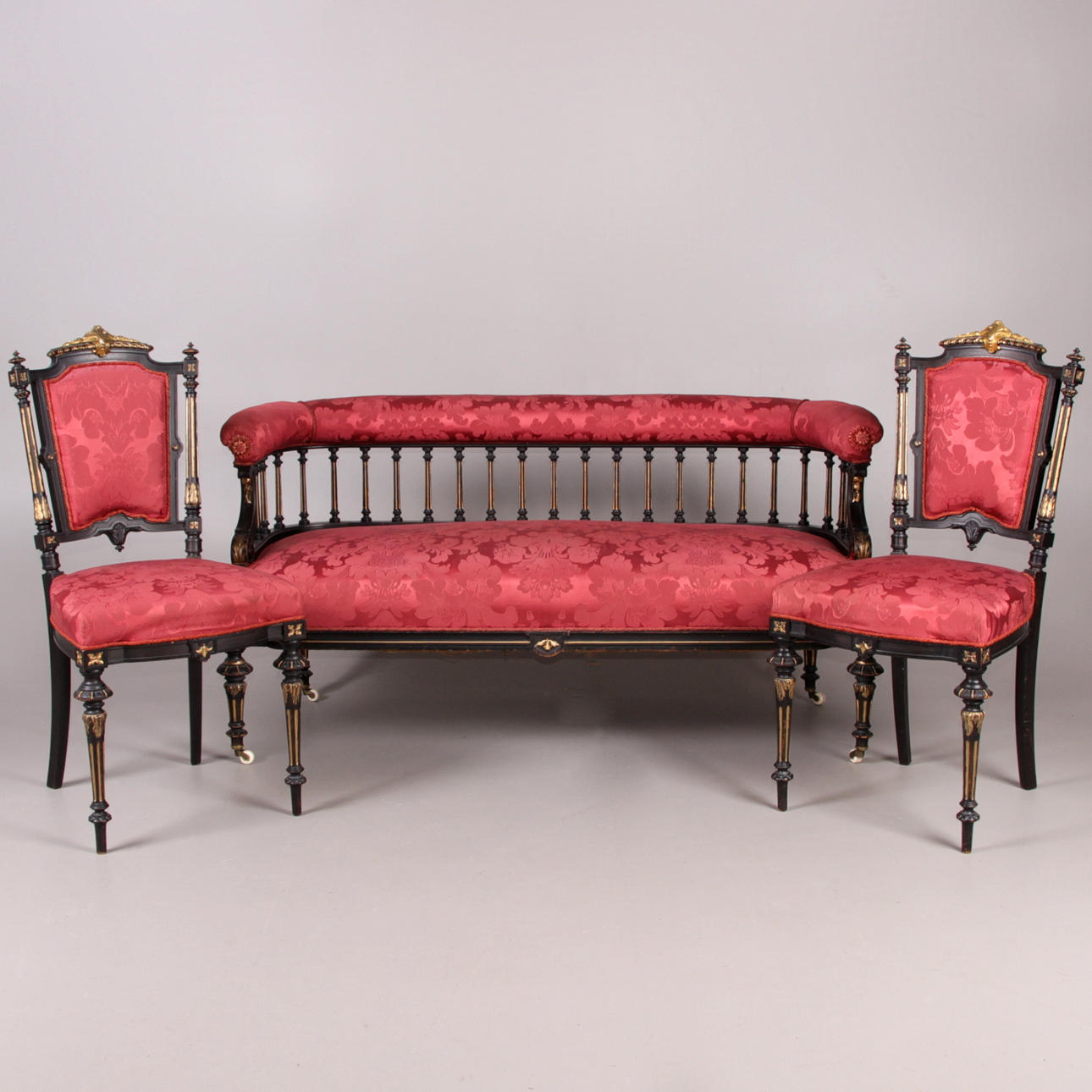 SOFA, and 2 chairs, New Renaissance, 1900s.