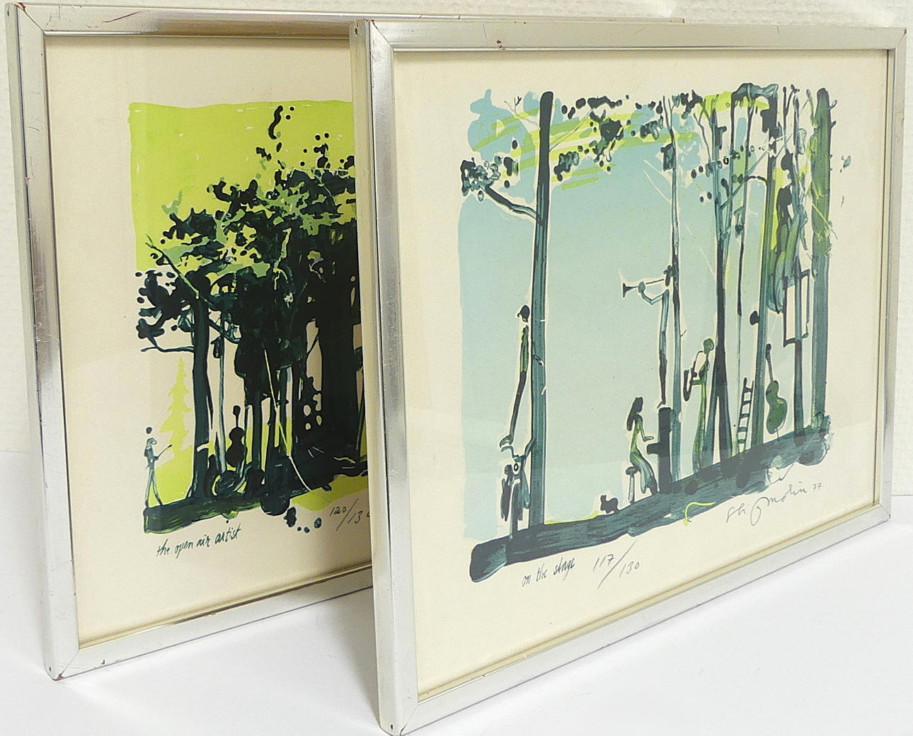 STIG MOLIN. zwei Farblithografien, signiert -77.