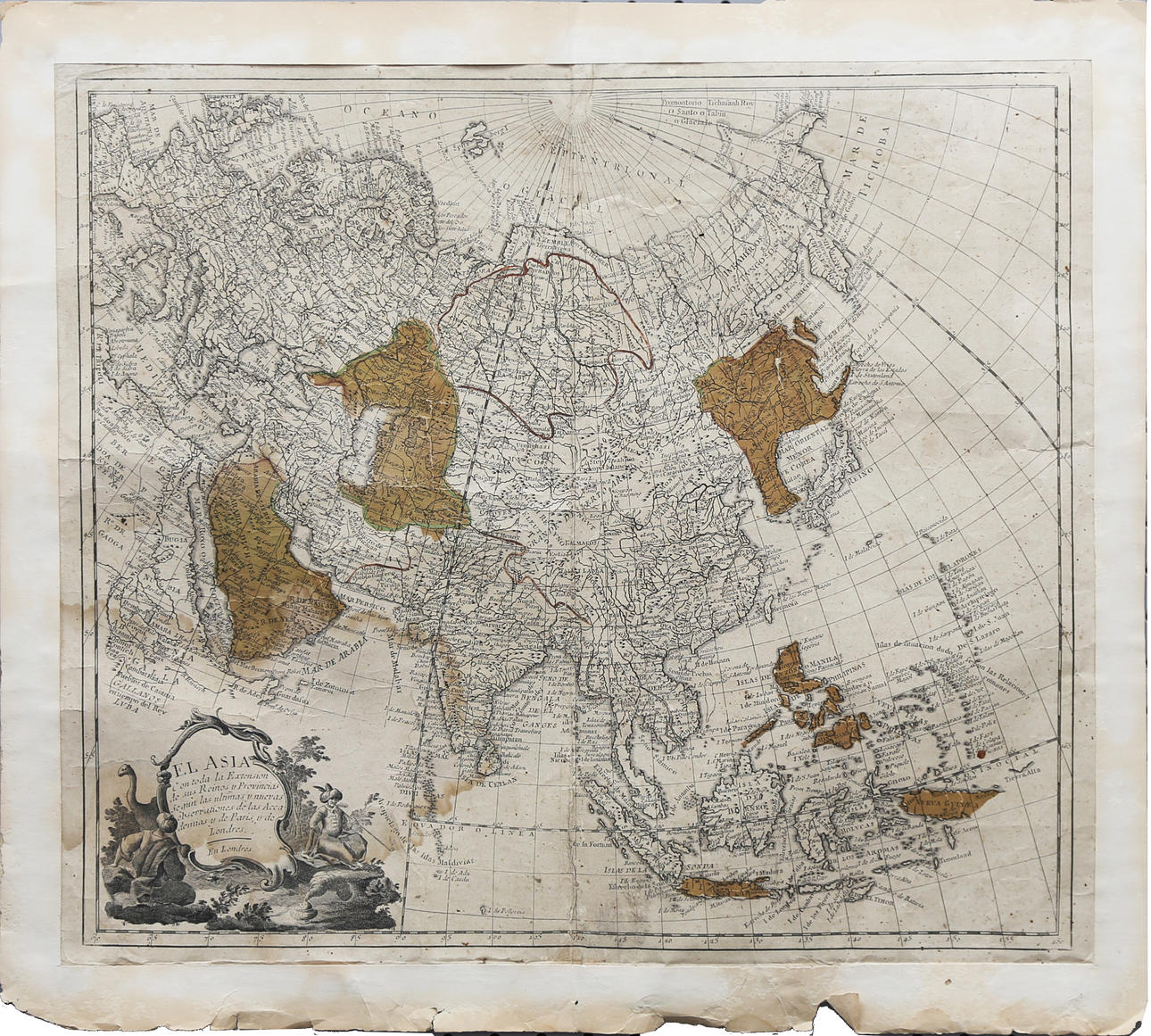 PEDRO GENDRÓN (ESPAÑA, S. XVIII). Mapa de Asia.