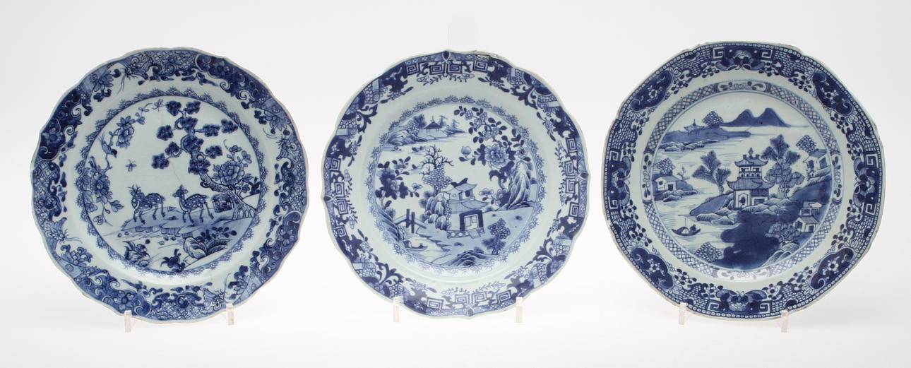 TALLRIKAR, 5 st, porslin, Kina, 1700/1800-tal.