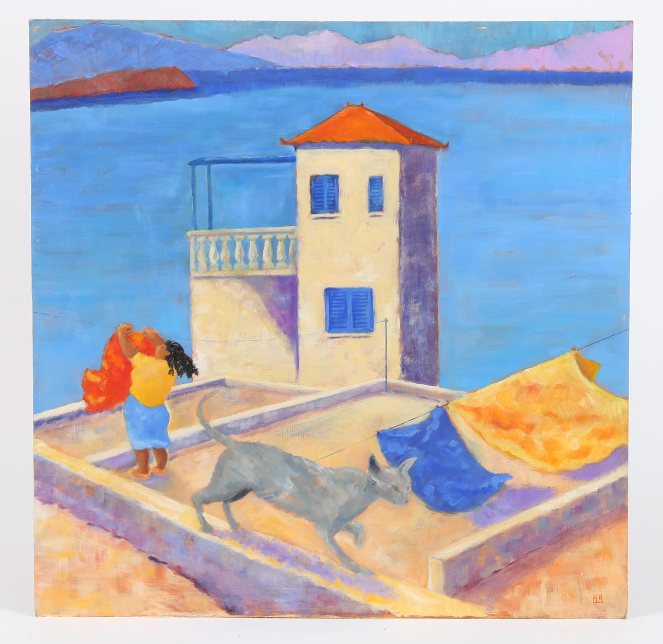 HELEN HERBERT (1947-2023) HANGING THE WASHING.