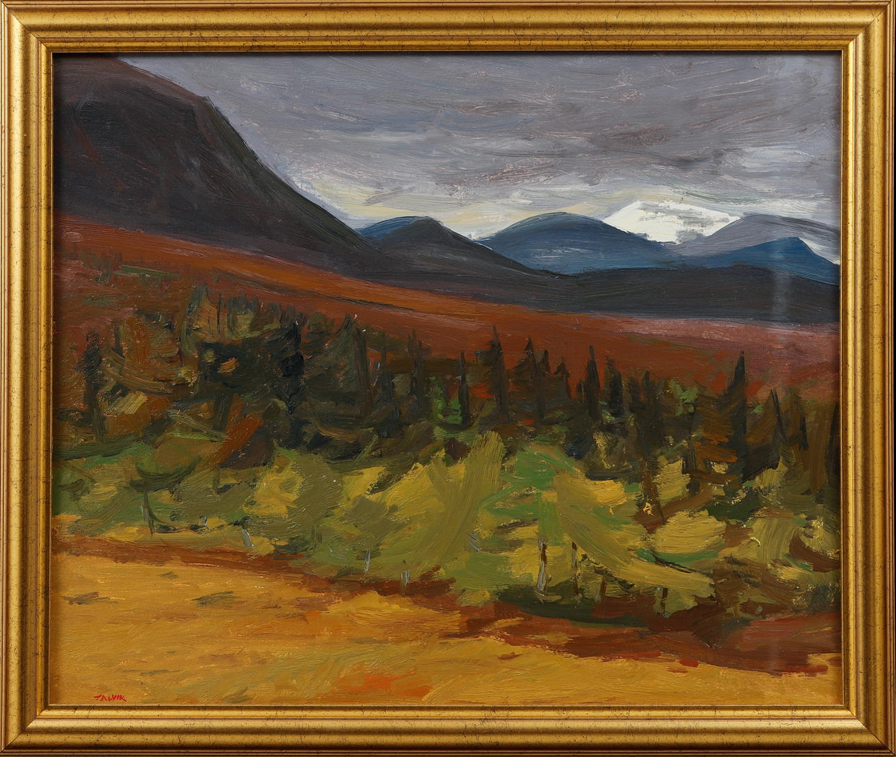 HERMAN TALVIK. Mountain landscape, oil on panel, signed. Art ...