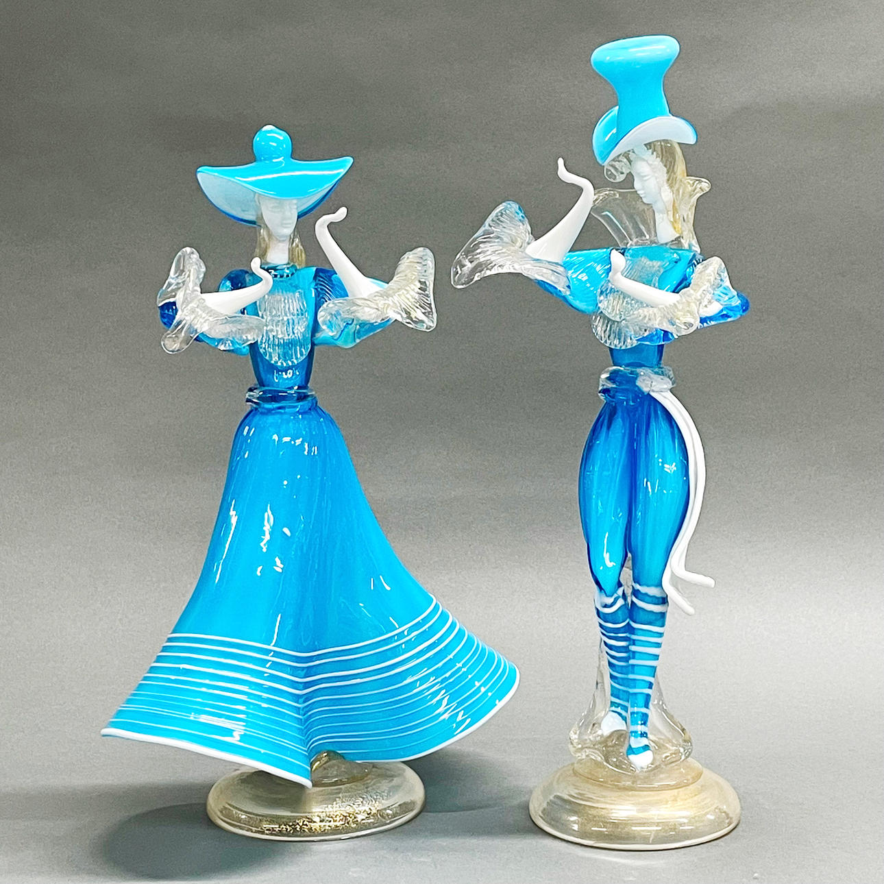 PAR VINTAGE MURANO GLASFIGURER AF DANSERE.