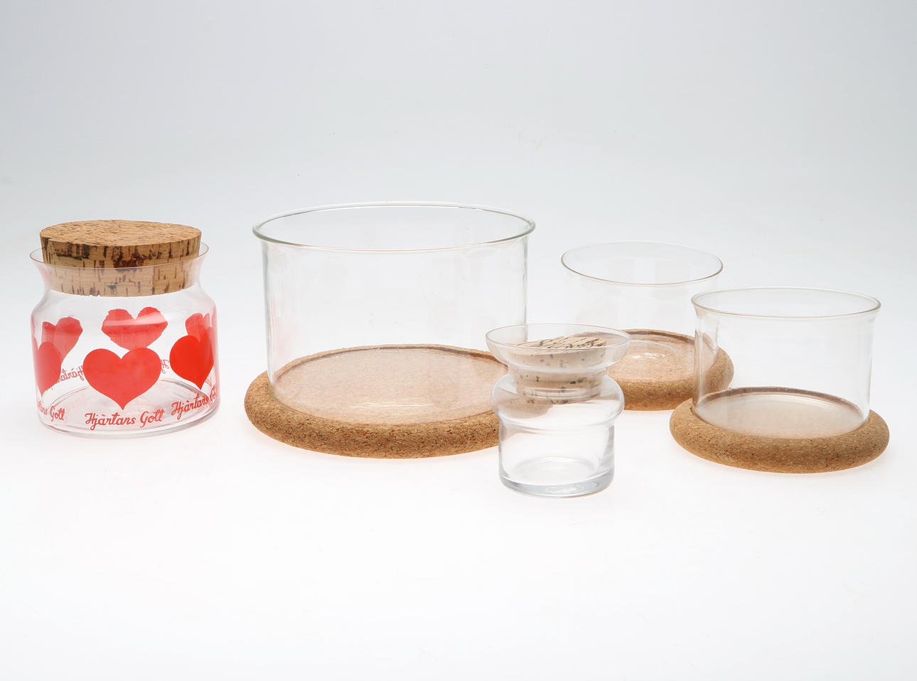 FORMAR samt BURK, 5 st, glas, bland annat Signe Persson Melin, Boda Nova, 1900-tal.