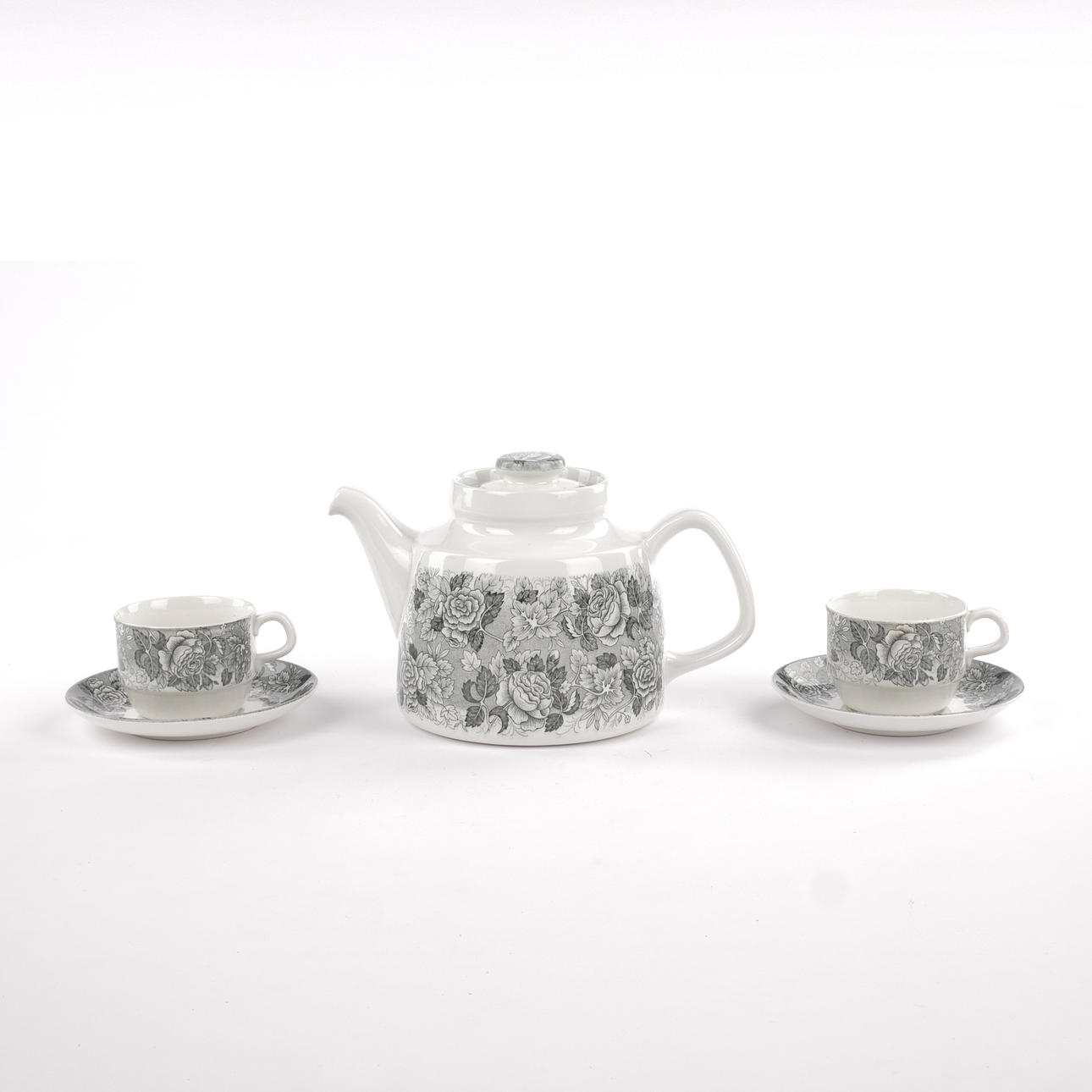 TEKANNA OCH KOPPAR, 3 delar, porslin, "Haga", Rörstrand.