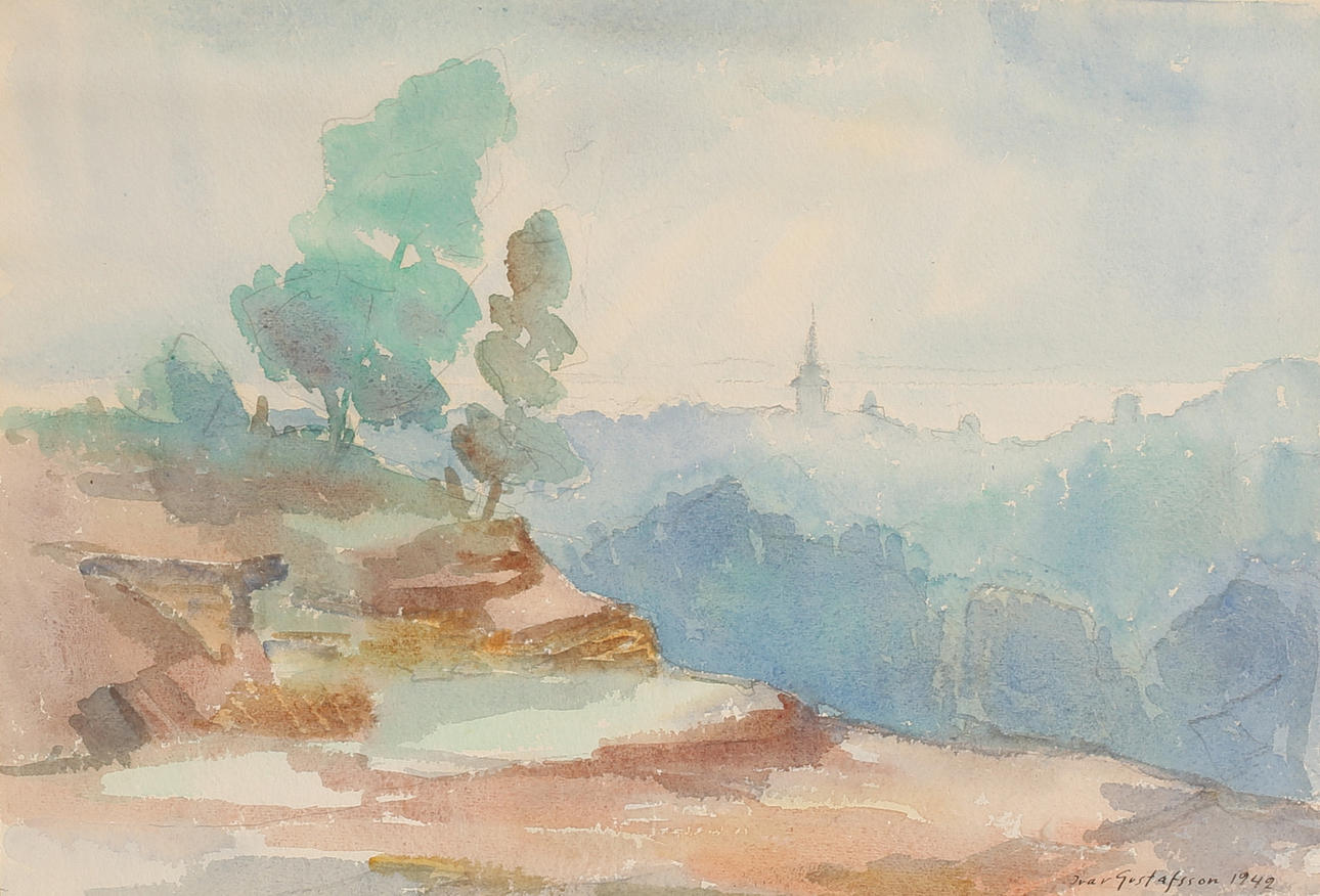 IVAR GUSTAVSSON. Akvarell, signerad.