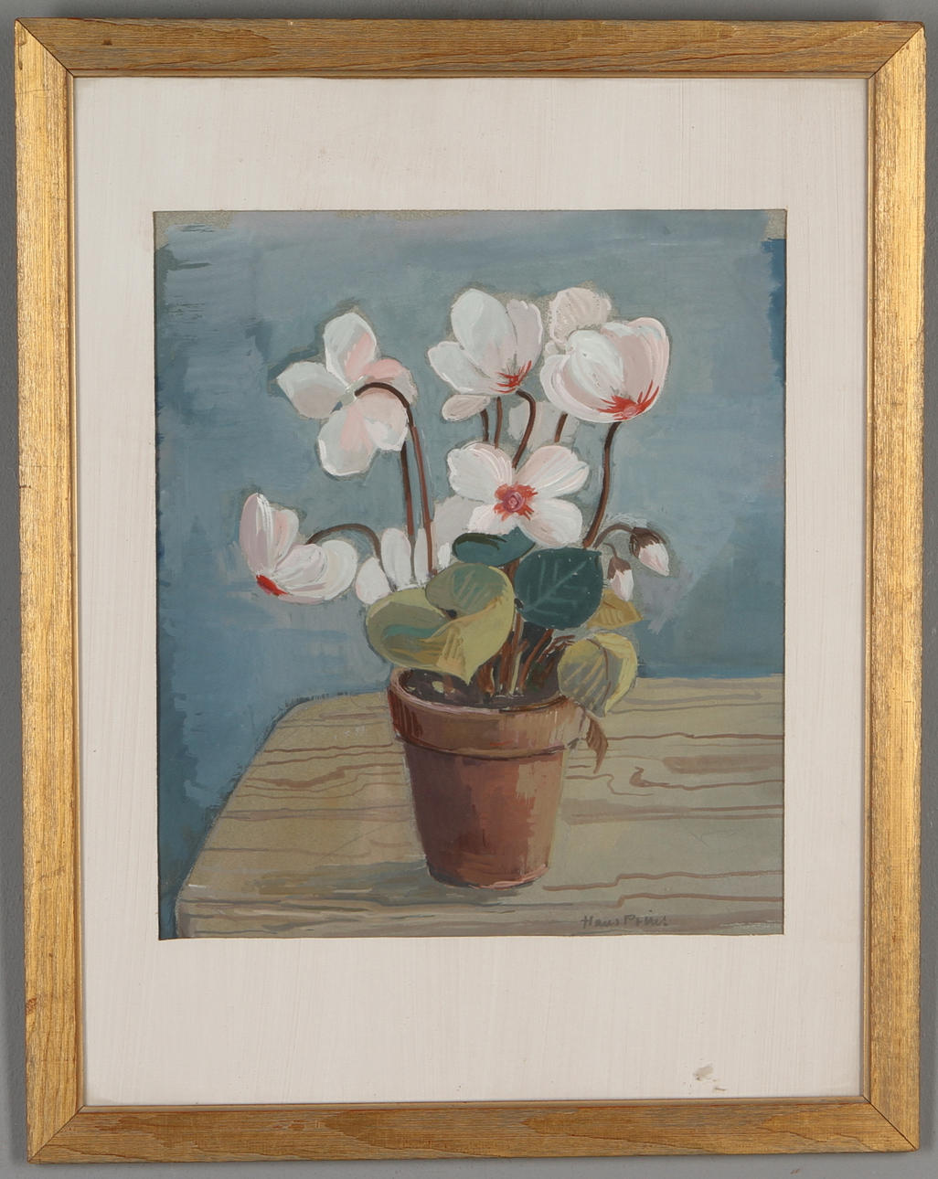 HANS PRINS. Blomsterstilleben, blandteknik, signerad.