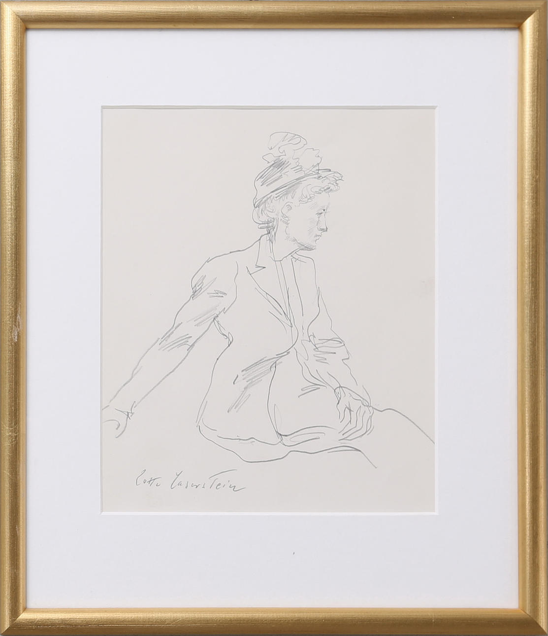 LOTTE LASERSTEIN. Kvinnostudie, teckning, signerad.