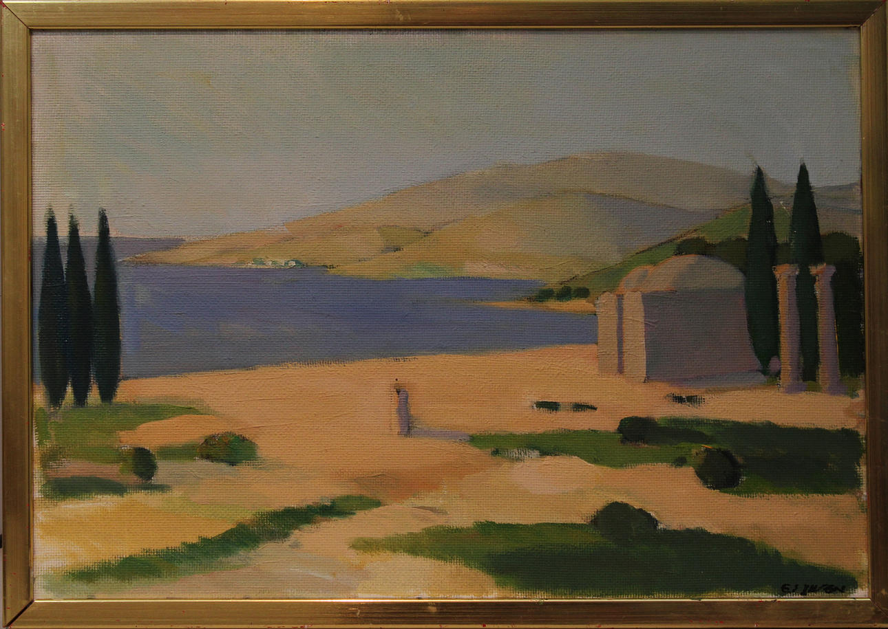 ERIC ELWÉN. Motiv från Cypern. Olja på pannå. Signerad.