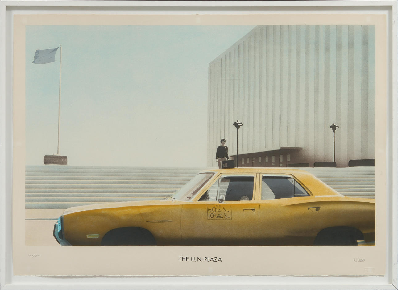 PAUL STAIGER. "The U.N. Plaza". Färglitografi, signerad och numrerad 110/300.
