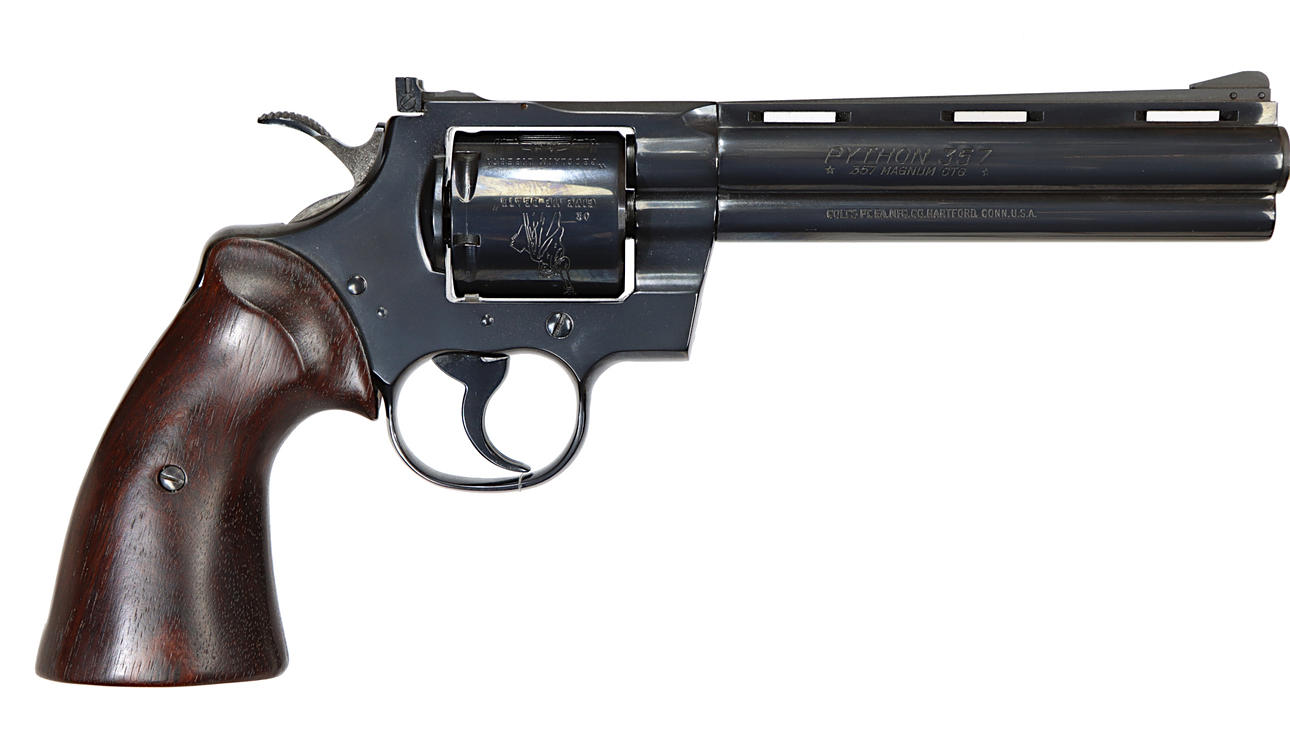 REVOLVERS 3 PIECES, make Colt, model Python, Dragoon, SAA, caliber .357, 44, 45, no. 1562PY, 1562PM, 1562DG.