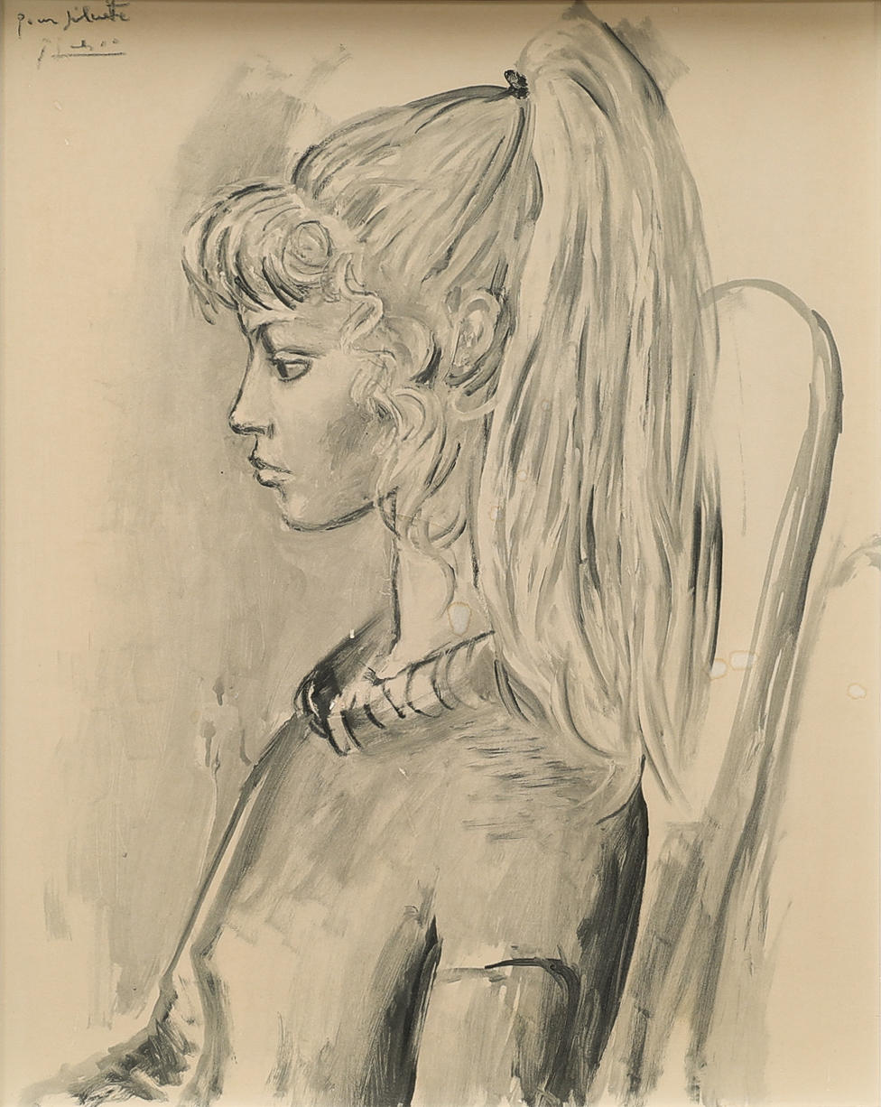 PABLO PICASSO. Danach Pressepanel, Portrait von Sylvette.