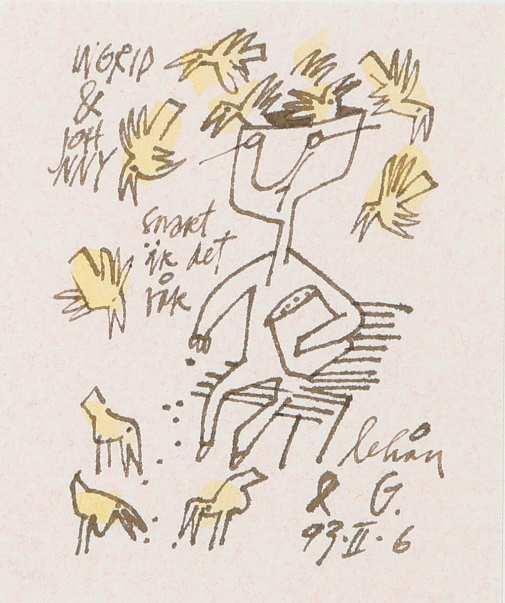 LARS-ERIK "LEHÅN" HÅKANSSON. Marker drawing, “soon it's spring”, signed, dated -93.