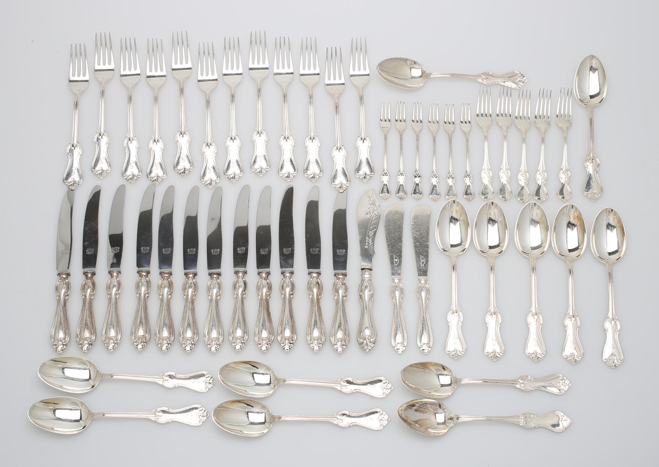 BESTICKSERVIS, 51 delar, nysilver, "Olga".