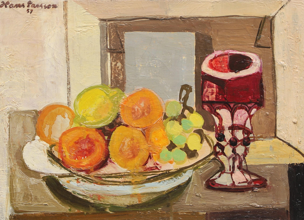 HANS LARSSON. Oil on canvas, Still life, signed, dated -57.
