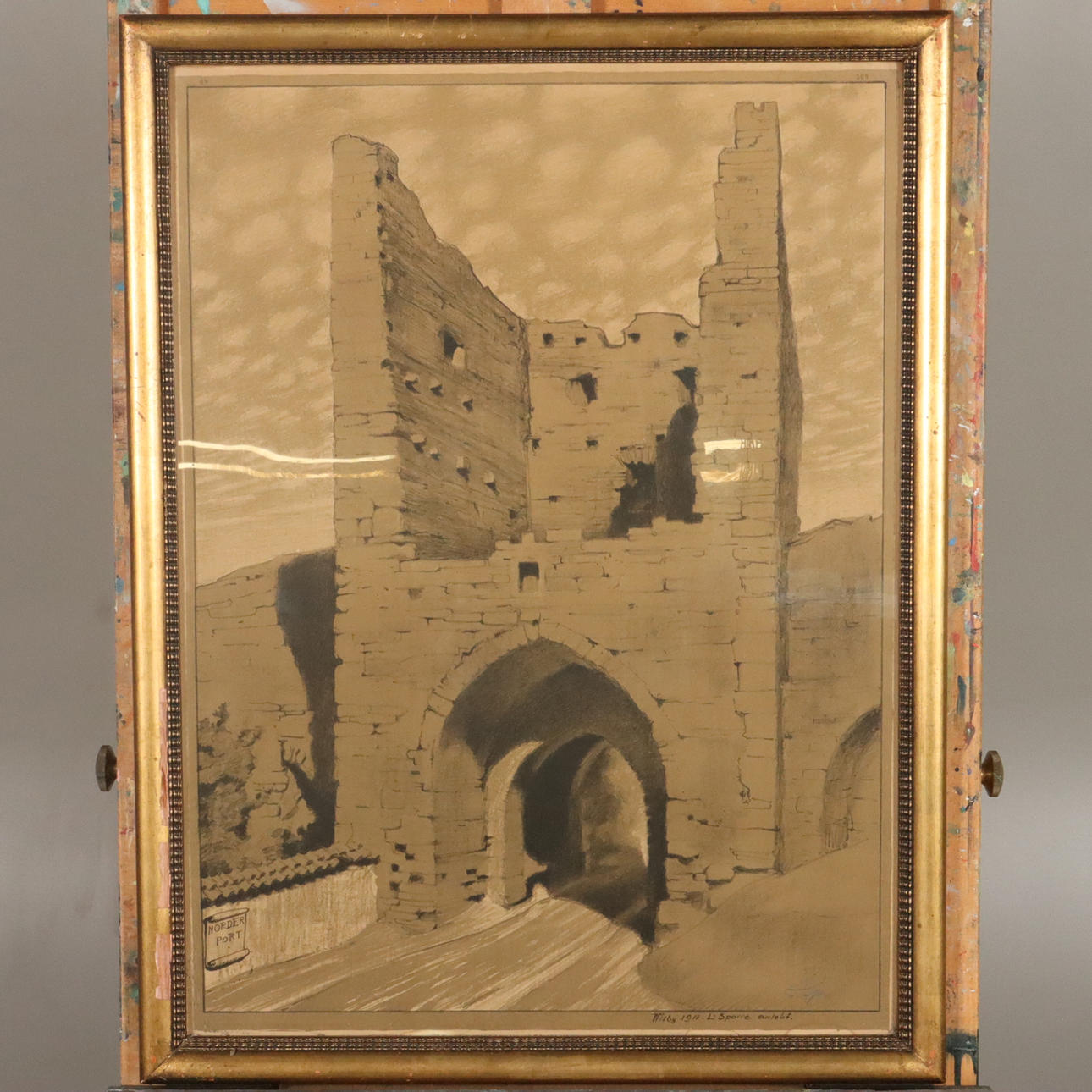 LOUIS  SPARRE. LITHOGRAPH, “Norderport” signed and dated.